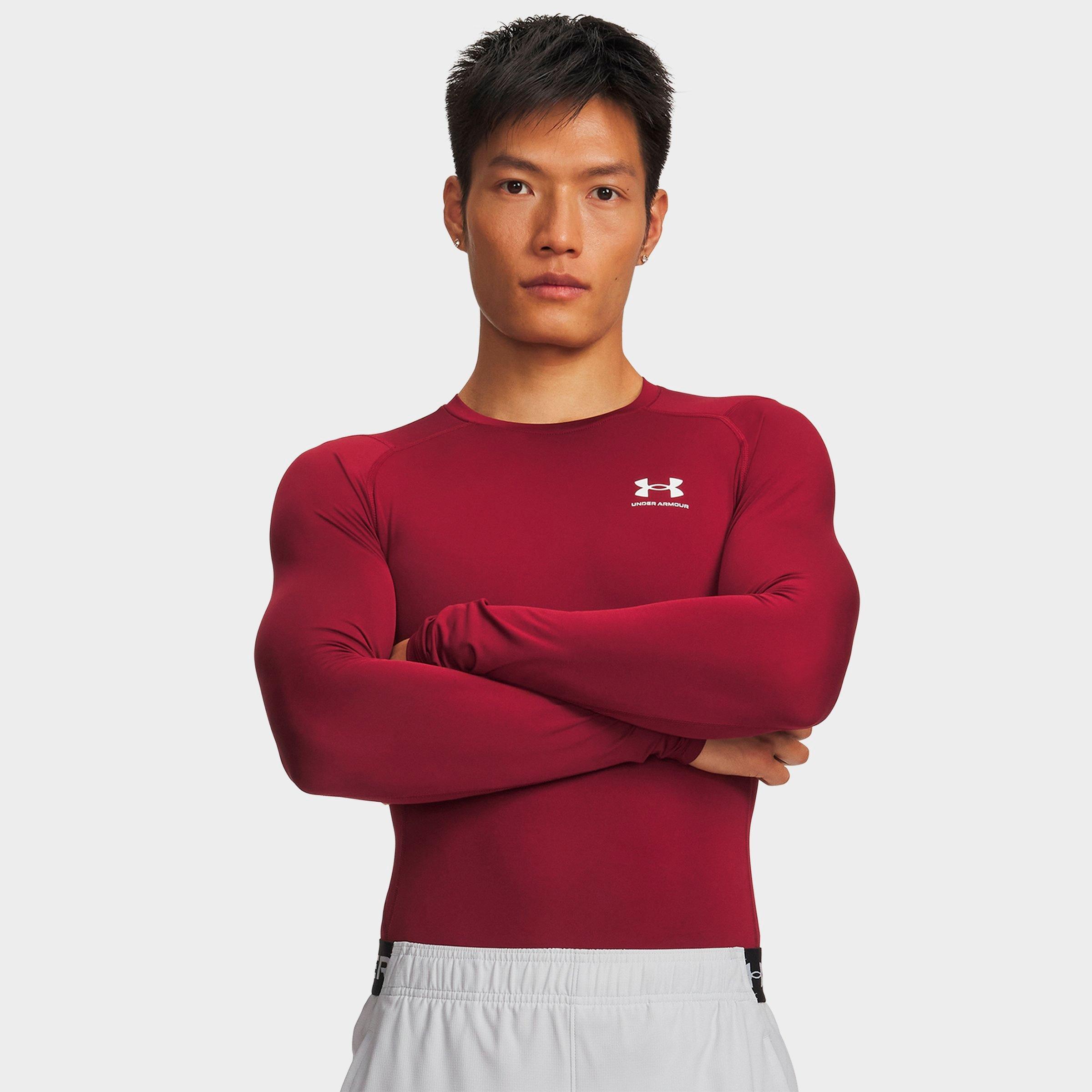 Under Armour Men's HeatGear Long-Sleeve Training Top in Cardinal/White Size: XS