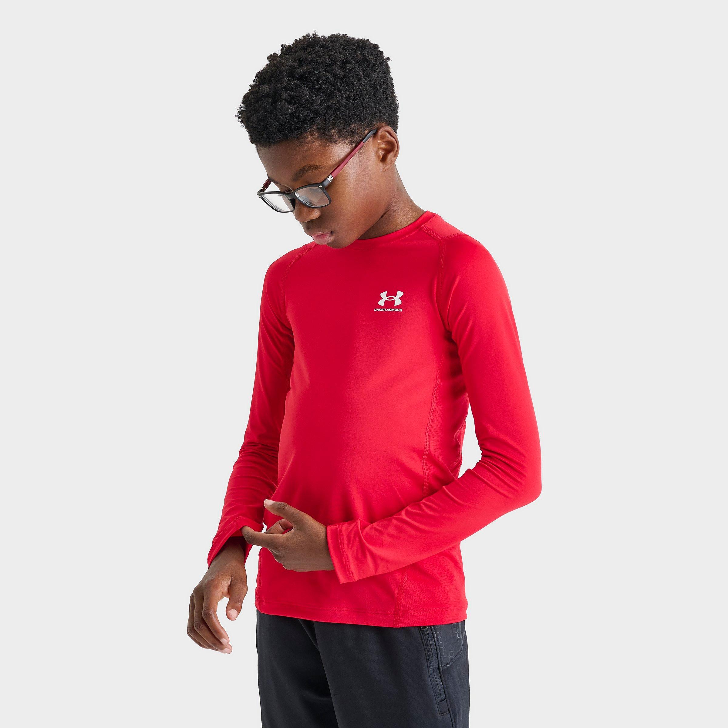 Under Armour Kids Boys Heatgear Armour Long-sleeve Shirt Size: Medium In Red