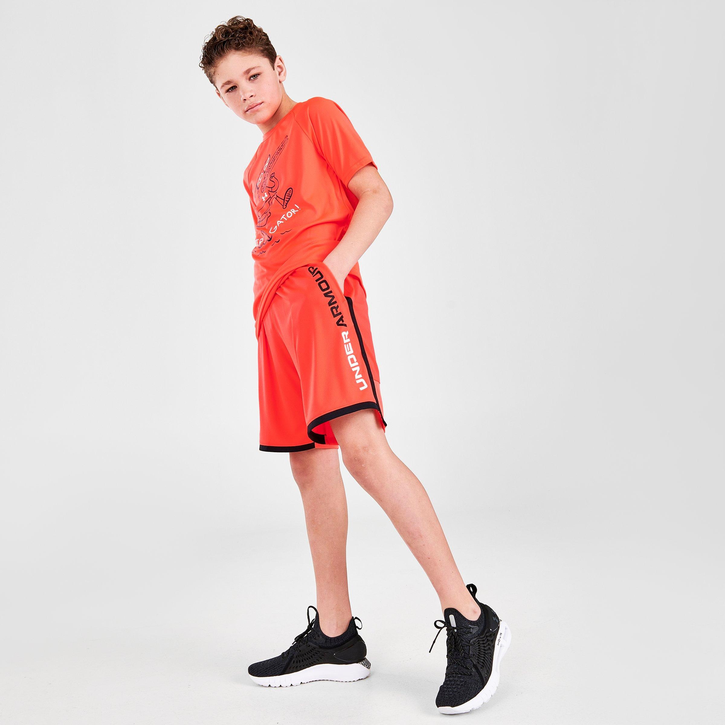 Under Armour Kids' Ua Stunt 3.0 Performance Athletic Shorts (big Boy) In Beta/black