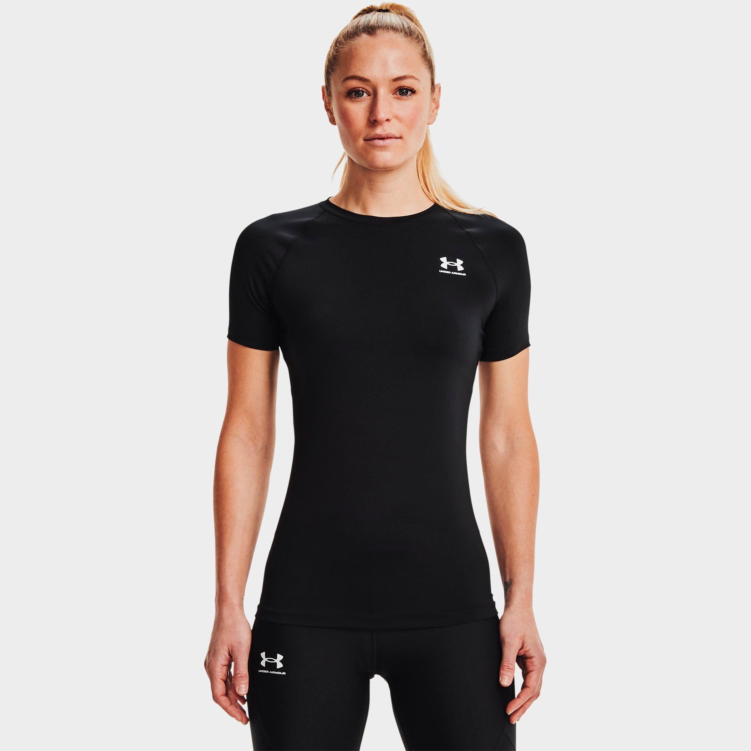 Under Armour Women's HeatGear Compression Short-Sleeve Training Top in Ultimate Black/White Size: XS