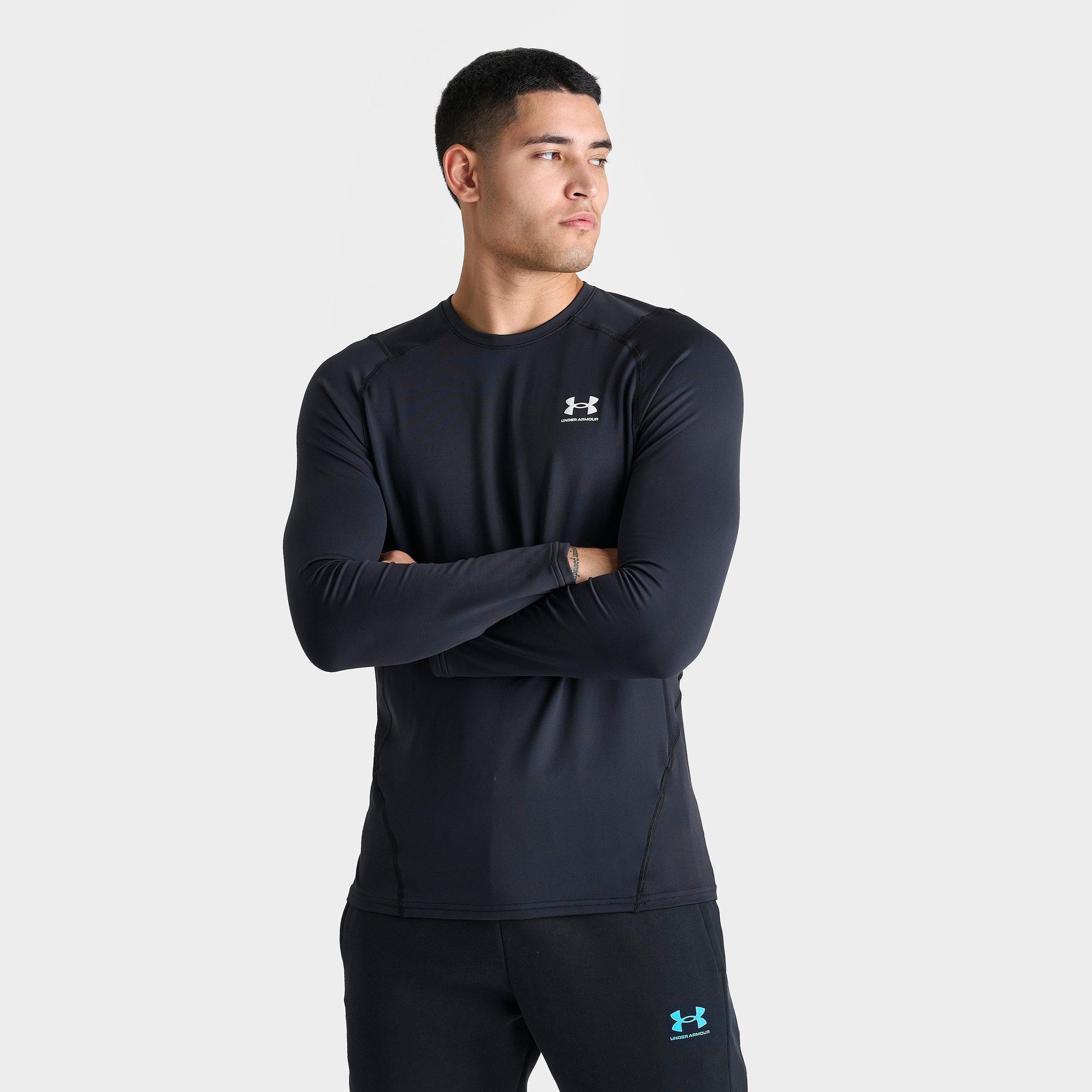 Under Armour Men's ColdGear Fitted Crew Long-Sleeve Training Top in Black/Black Size XL Polyester