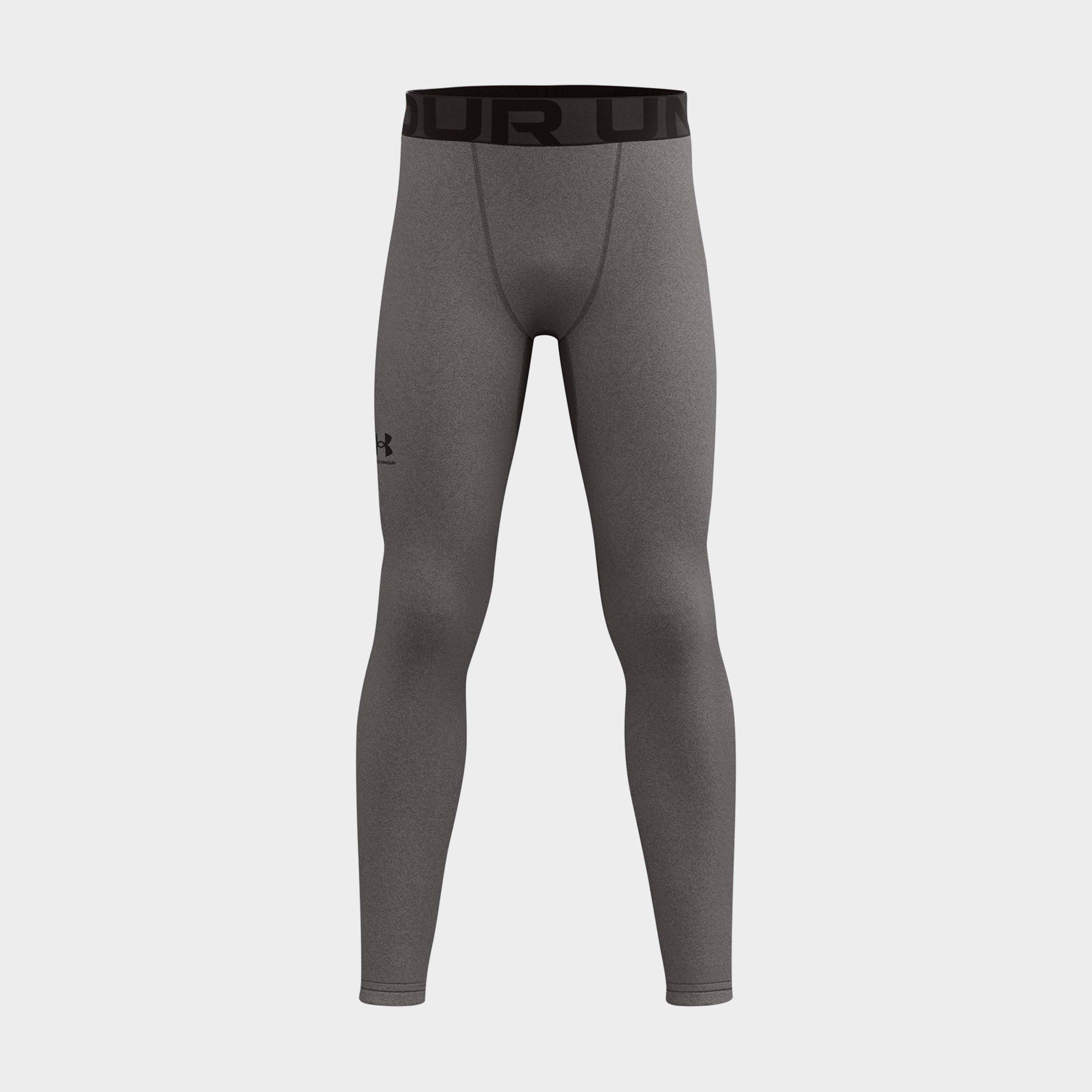 Under Armour Boys' ColdGear Leggings in Grey/Charcoal Light Heather Size Large Polyester