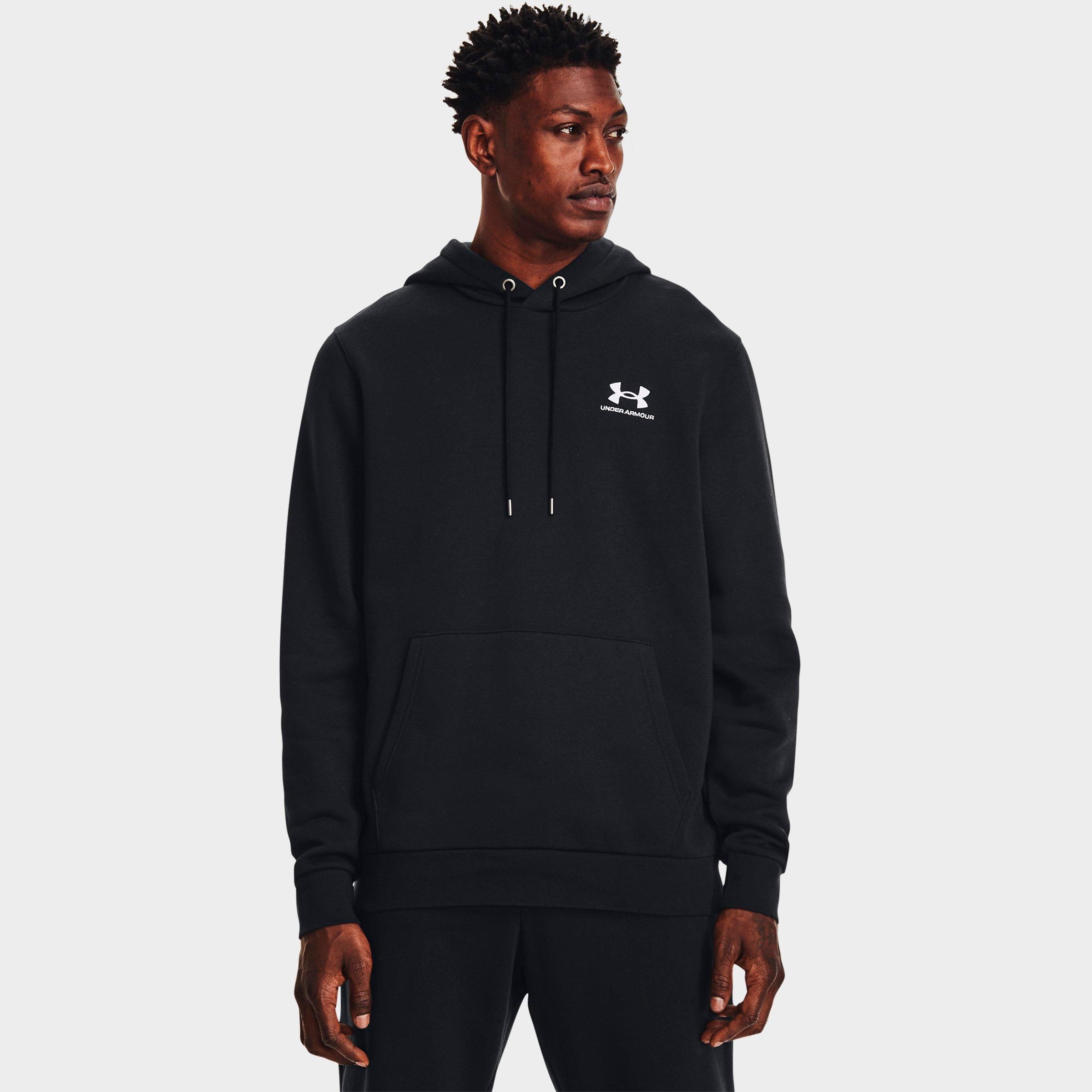 Under Armour Men's Essential Icon Fleece Hoodie in Black/White Size: XS