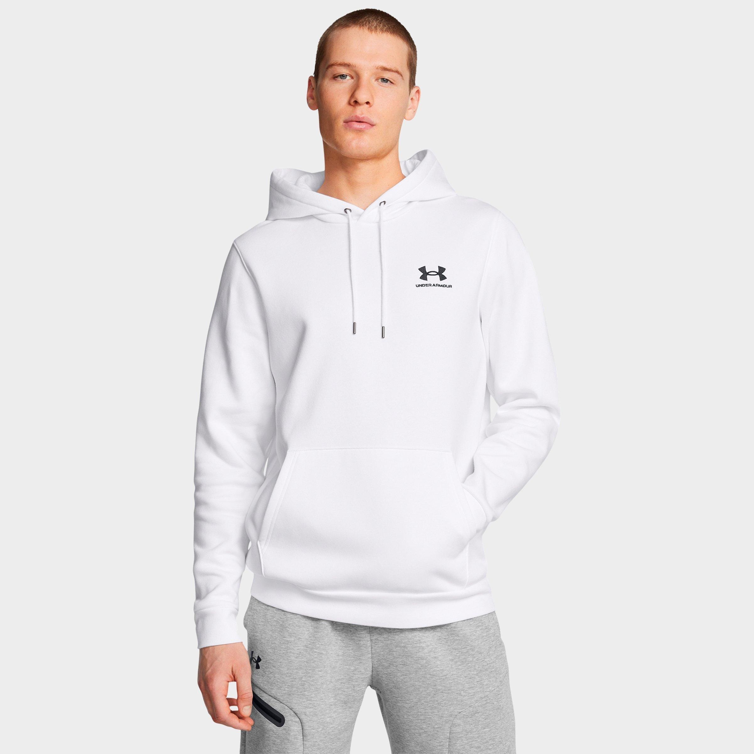 Under Armour Men's Essential Icon Fleece Hoodie in White/Black Size: XS