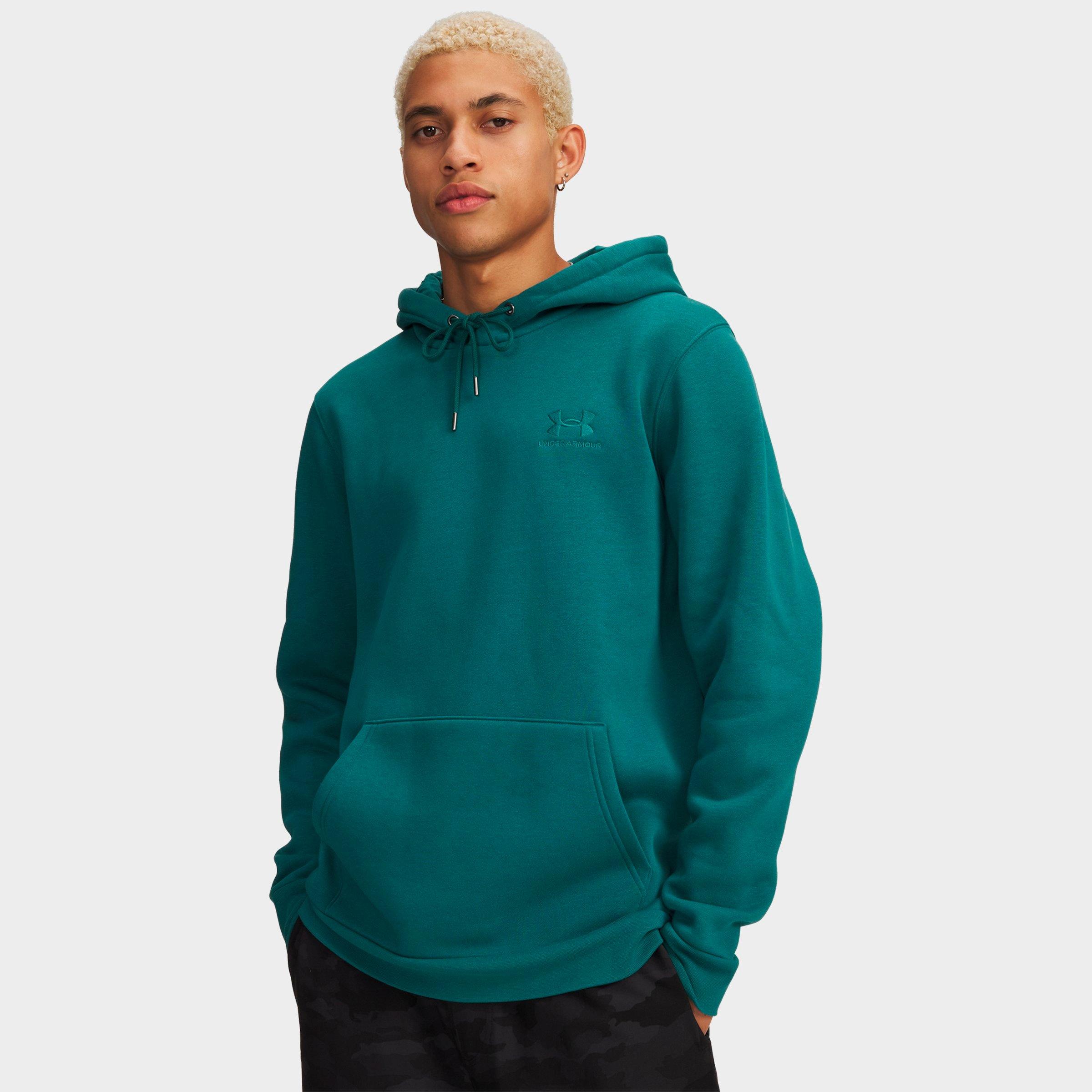 Under Armour Men's Essential Icon Fleece Hoodie in Rack Green/Rack Green Size: Large