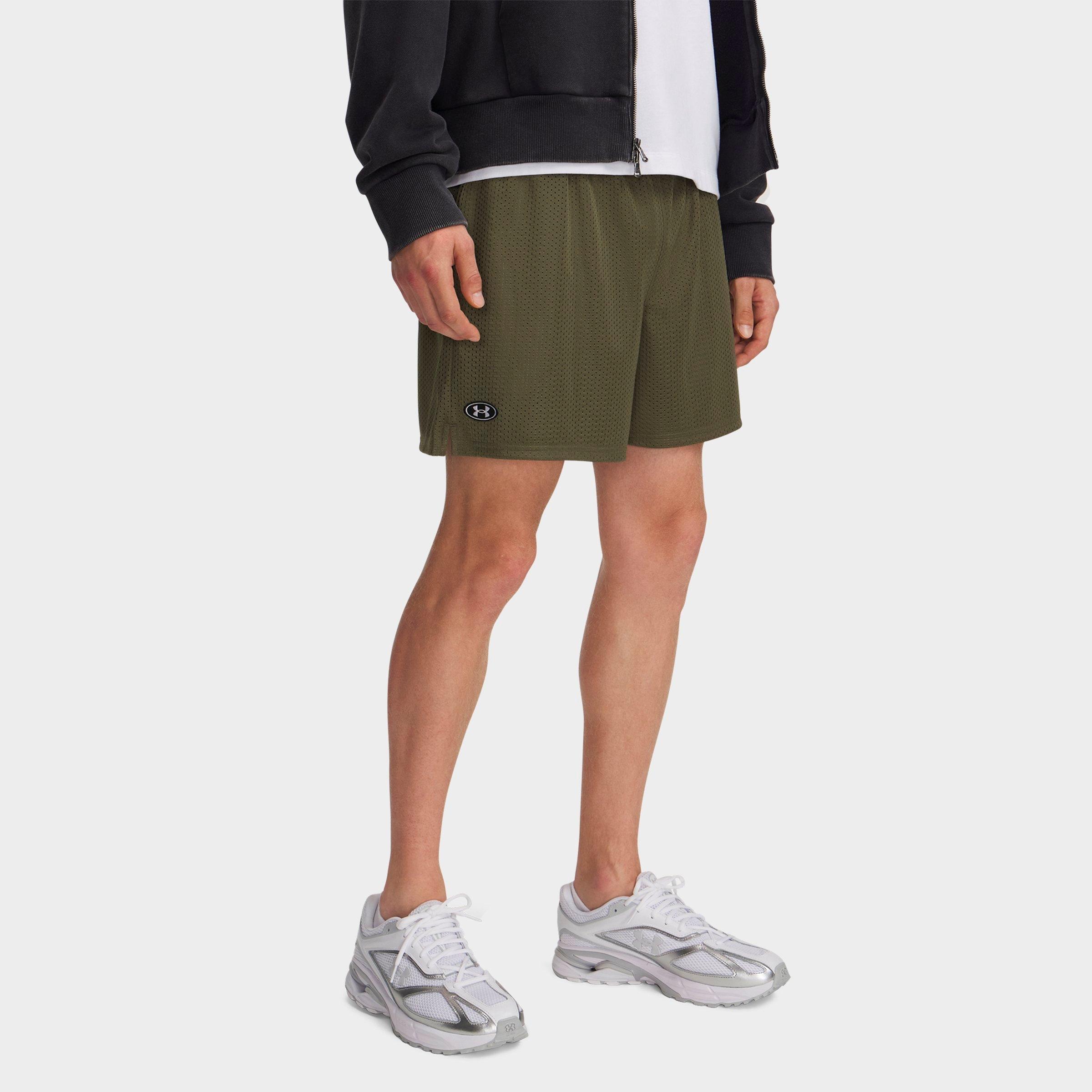 Under Armour Men's UA Icon 5" Mesh Shorts in Marine OD Green/White Size: XS