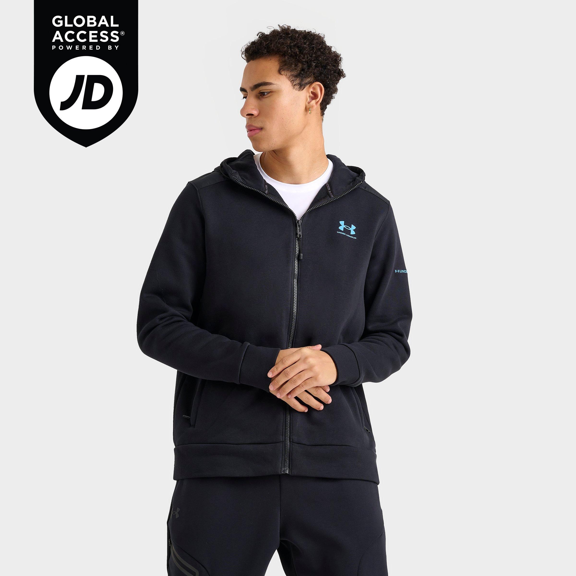 Under Armour Men's Essential Utility Full-Zip Fleece Hoodie in Black/Capri Size: Small