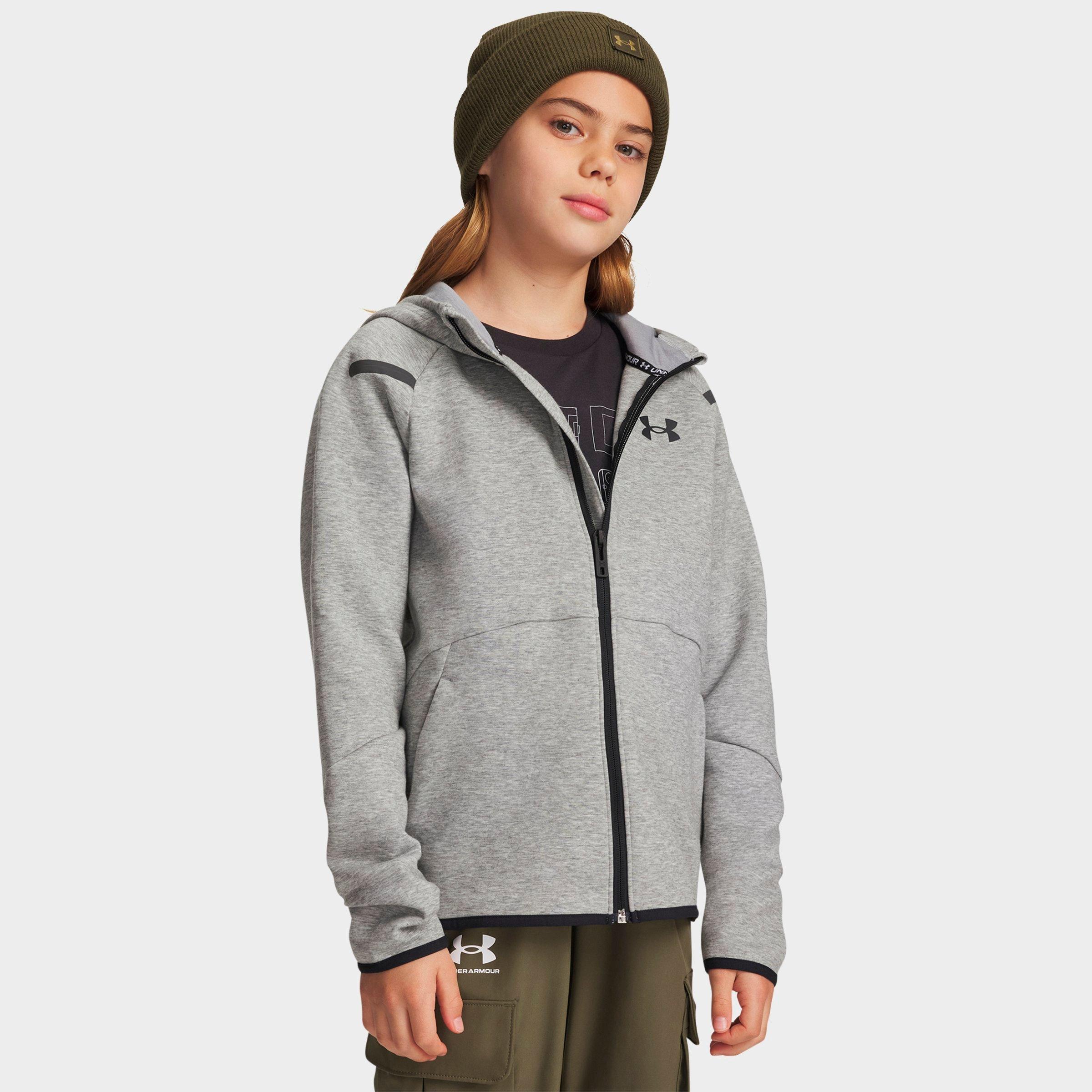 Under Armour Boys Big Kids Unstoppable Fleece Full-zip Hoodie In Gray