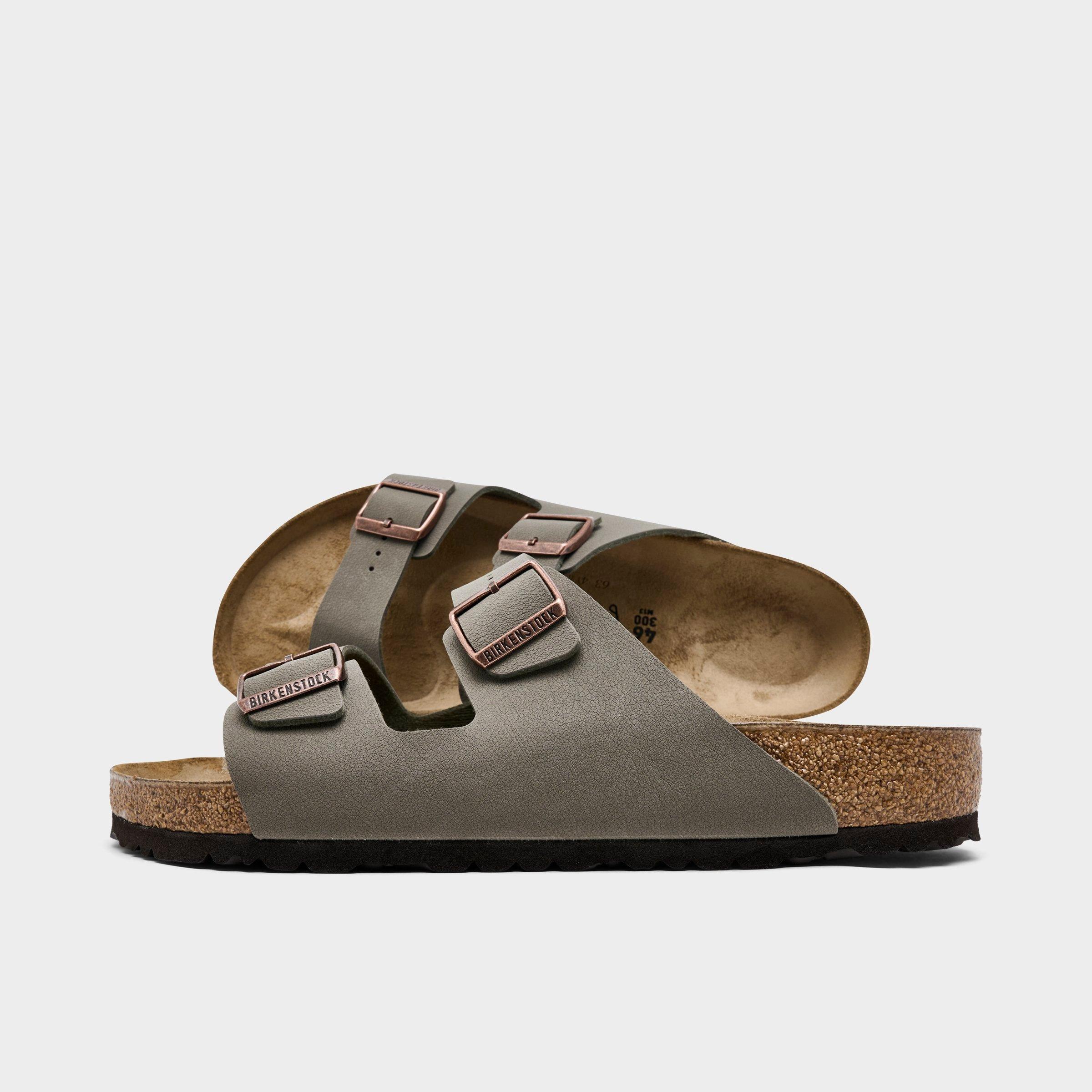 Birkenstock Men's Arizona Birkibuc Sandals in Stone Size: 41