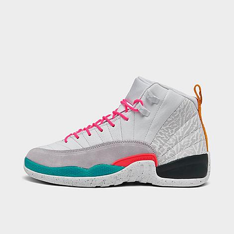 Shop Nike Jordan Big Kids' Air Retro 12 Basketball Shoes In White/vapor Green/photon Dust