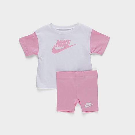 Shop Nike Girls' Infant Bf T-shirt And Bike Shorts Set In Pink Rise