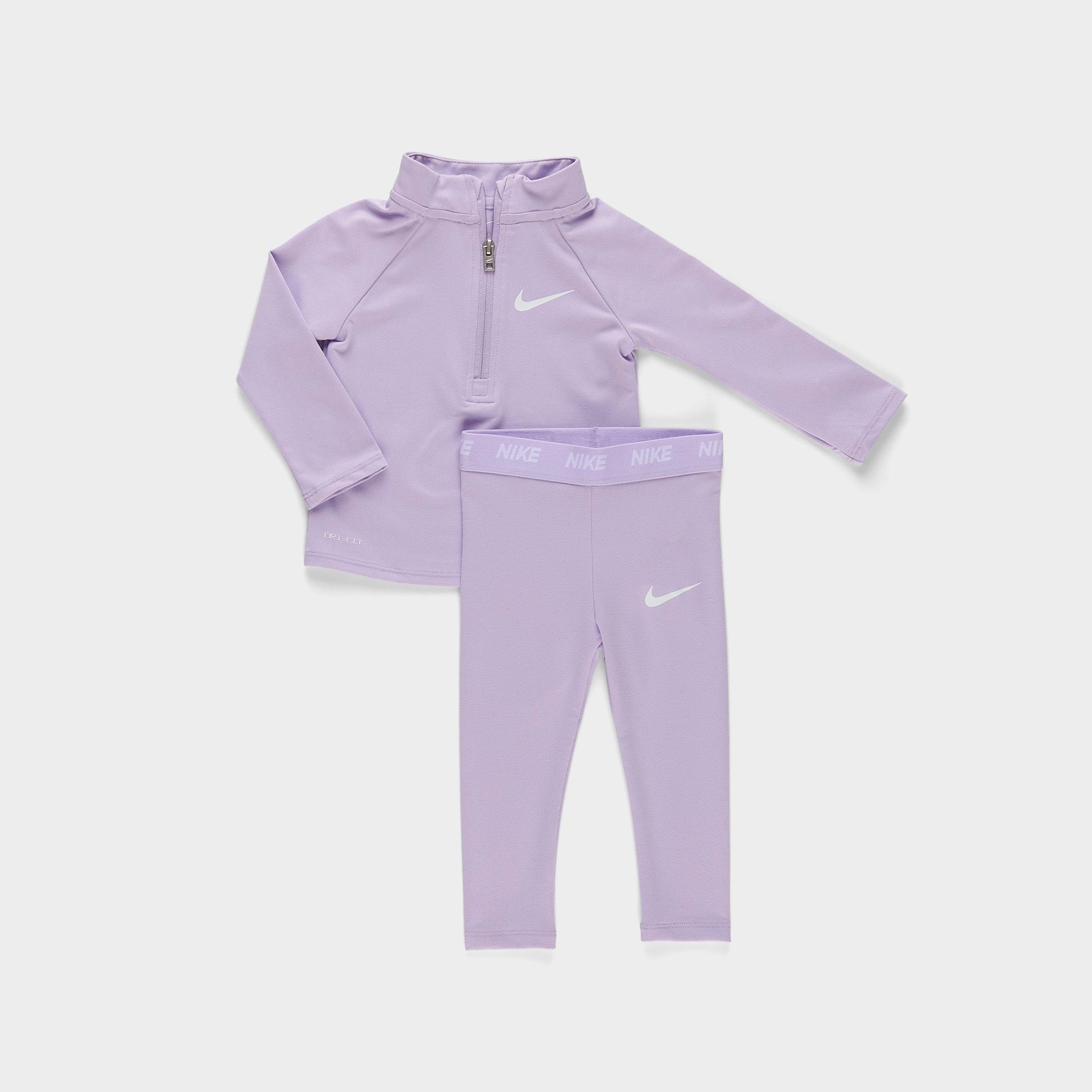 Shop Nike Girls' Infant Half-zip Jacket And Leggings Set In Lilac Bloom