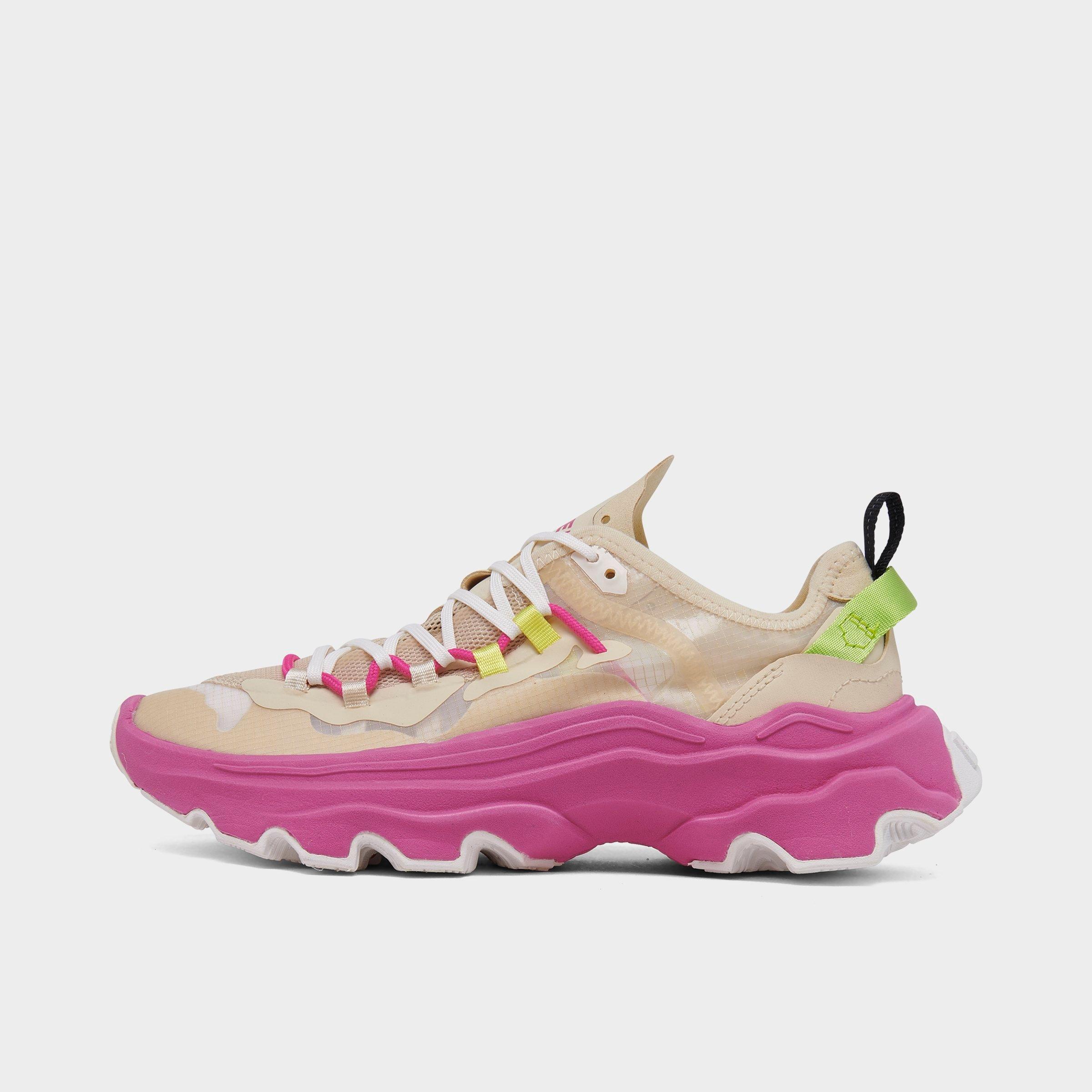 Sorel Kinetic Breakthru Tech Colorblock Sneakers In Bleached Ceramic/fuchsia Fizz