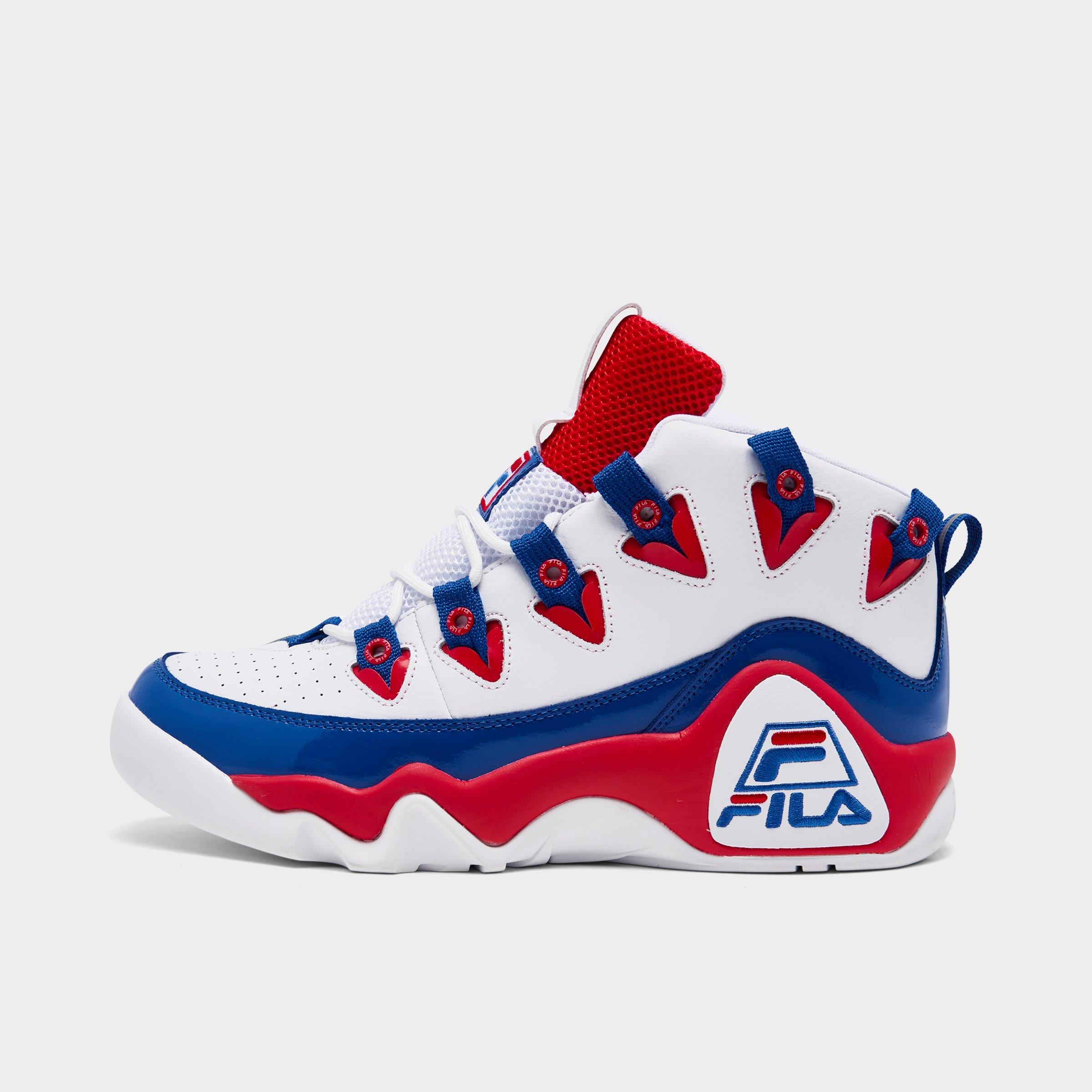 red blue and white basketball shoes
