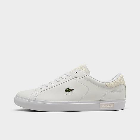 Shop Lacoste Men's Powercourt Leather Casual Shoes In White/white