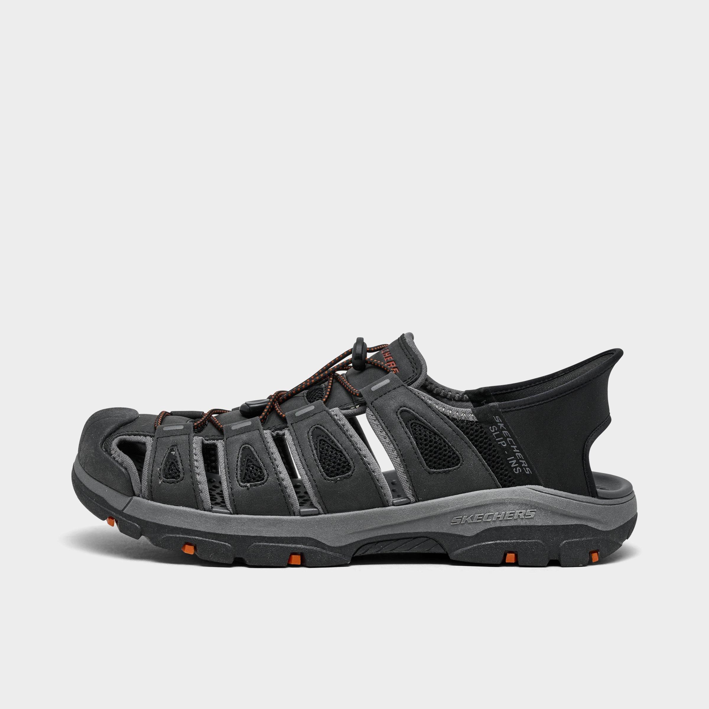 Men's Skechers Slip-ins Relaxed Fit: Tresmen - Norvick Fisherman Sandals in Black/Charcoal/Orange Size: 8.0