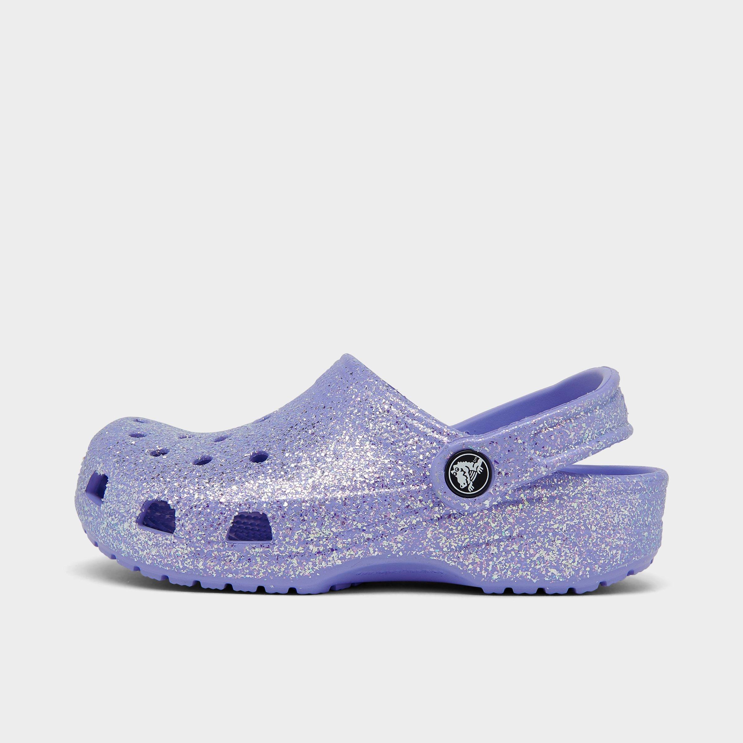 Crocs Kids' Classic Glitter Clog Sandal In Moon Jelly