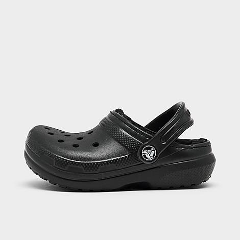 Crocs Babies'  Kids' Toddler Classic Lined Clog Shoes In Black