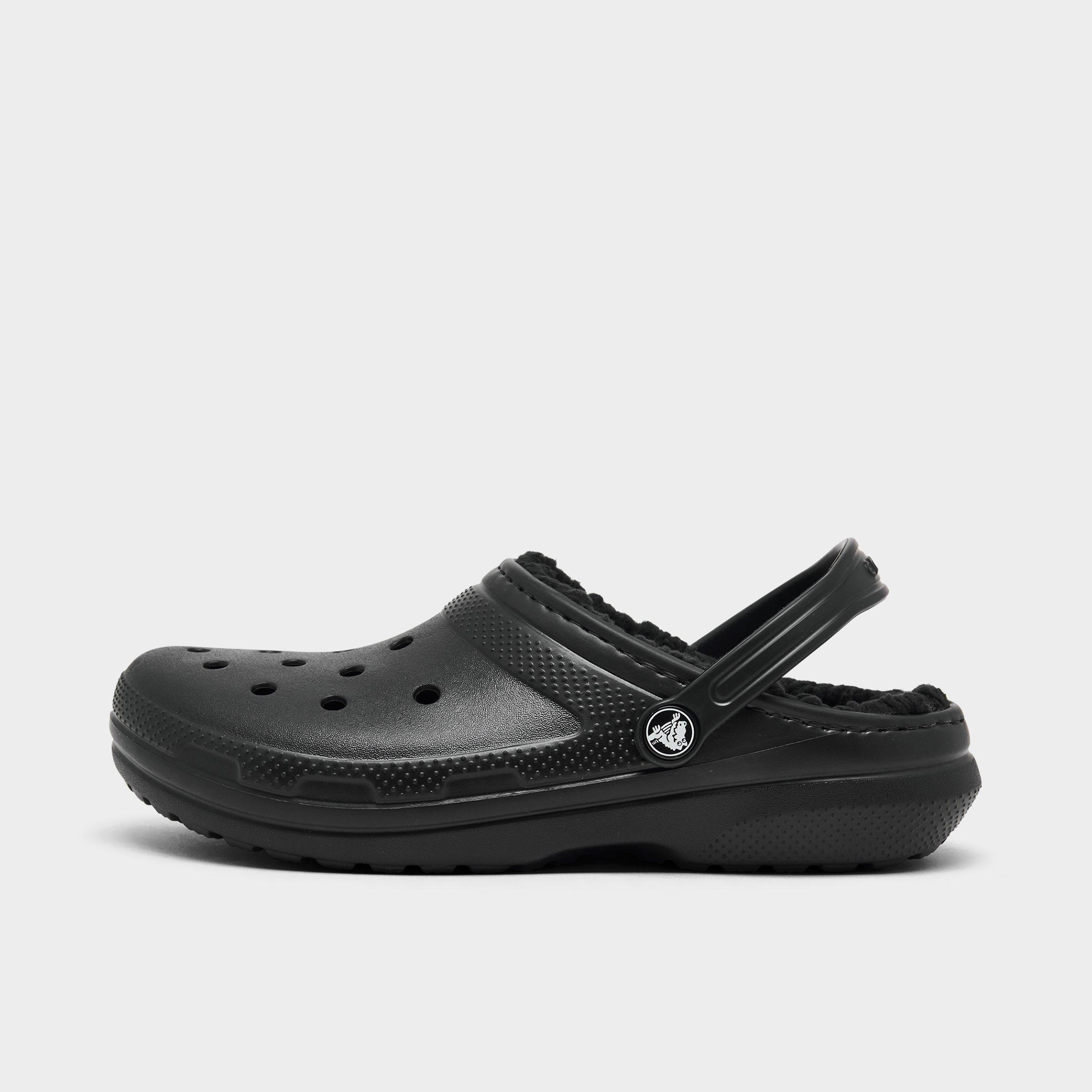 Crocs Big Kids' Classic Lined Clog Shoes In Black