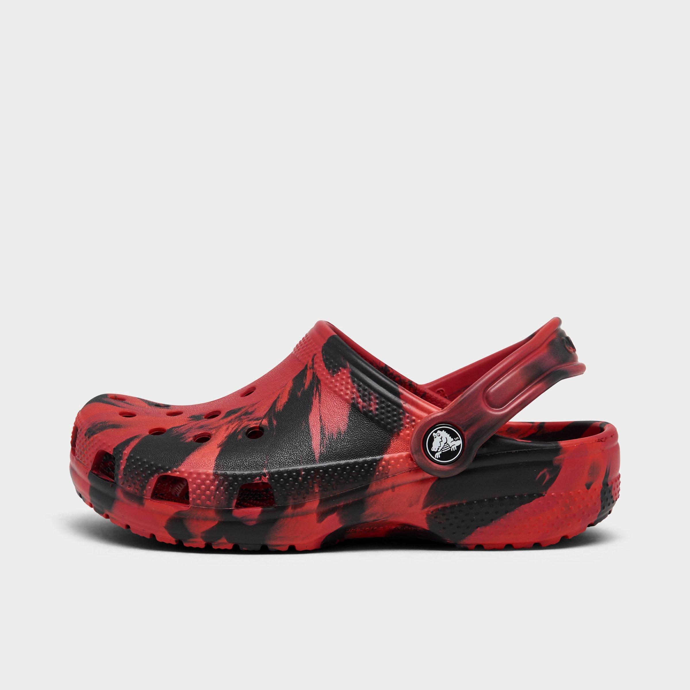 Crocs Little Kids Classic Marbled Clog Shoes in Red/Black Size: 13.0