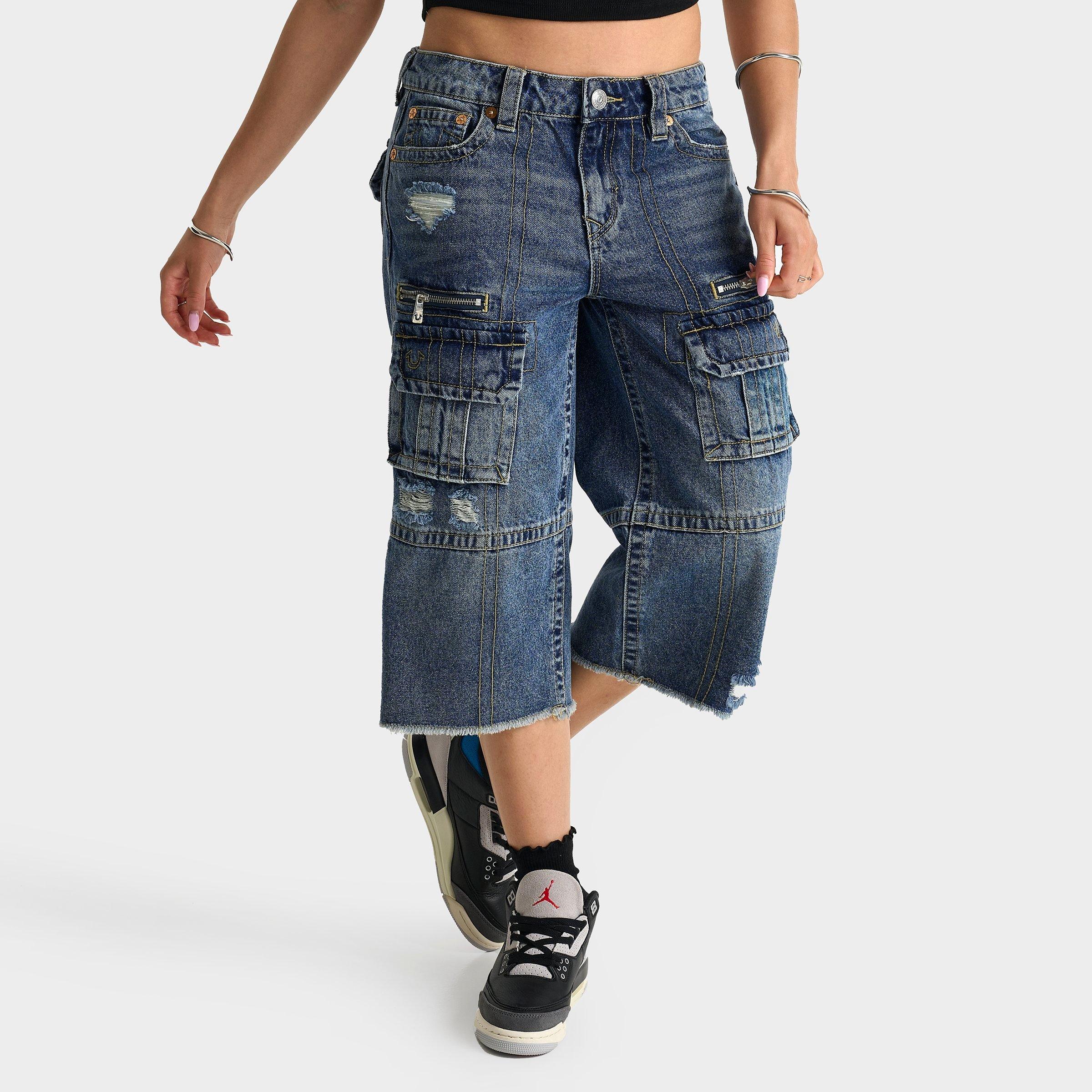 True Religion Women's Bobbi Baggy Denim Capri Pants in Easy Hazel Size: 24
