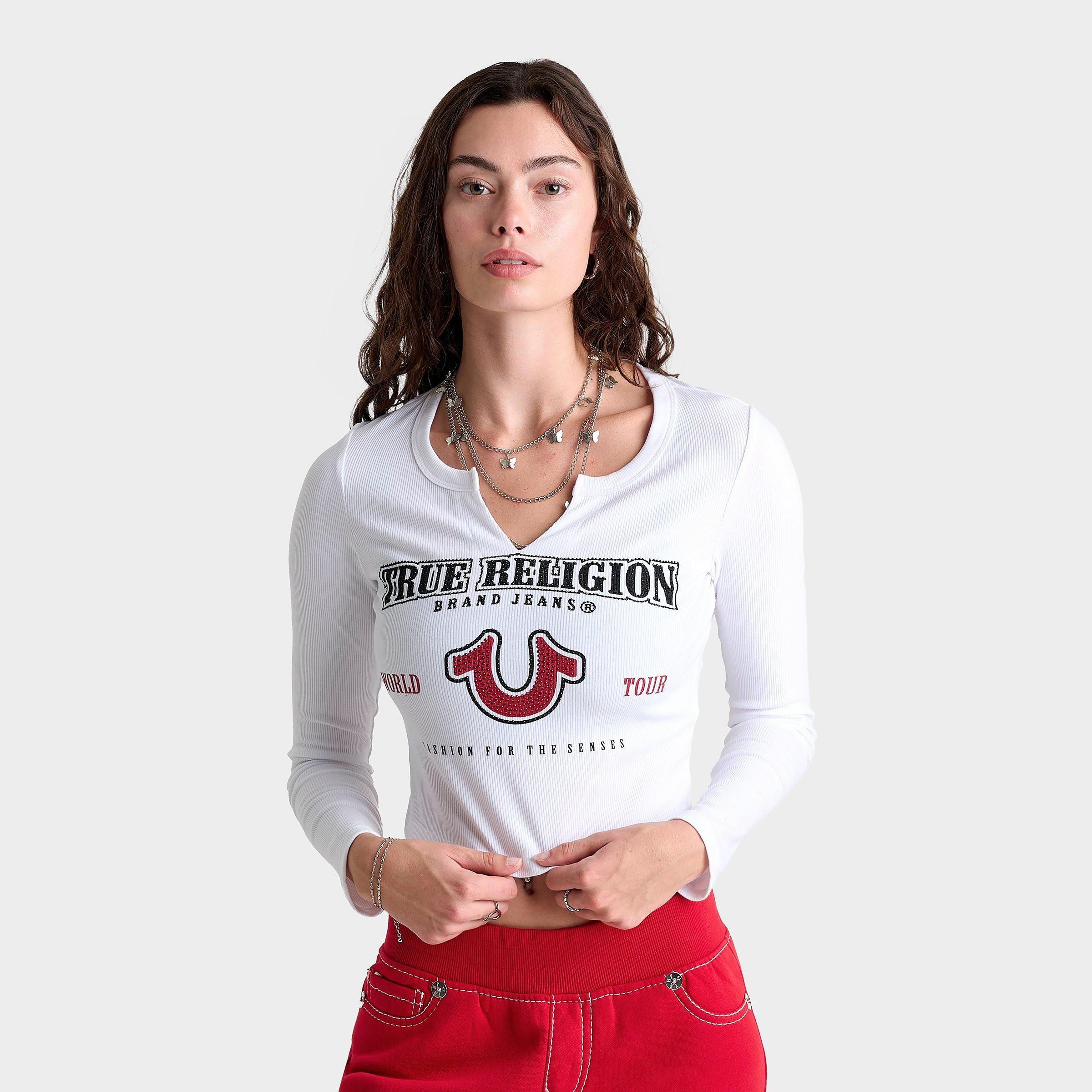 True Religion Women's Logo Long-sleeve Baby T-shirt In White
