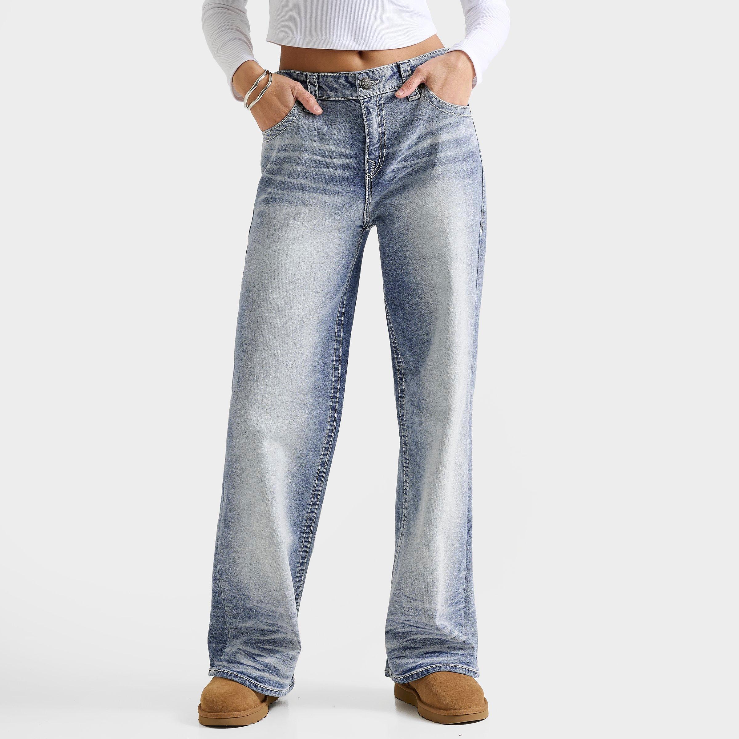 True Religion Women's Bobbi Mid Rise Big T Baggy Jeans in Indigo Size: 24
