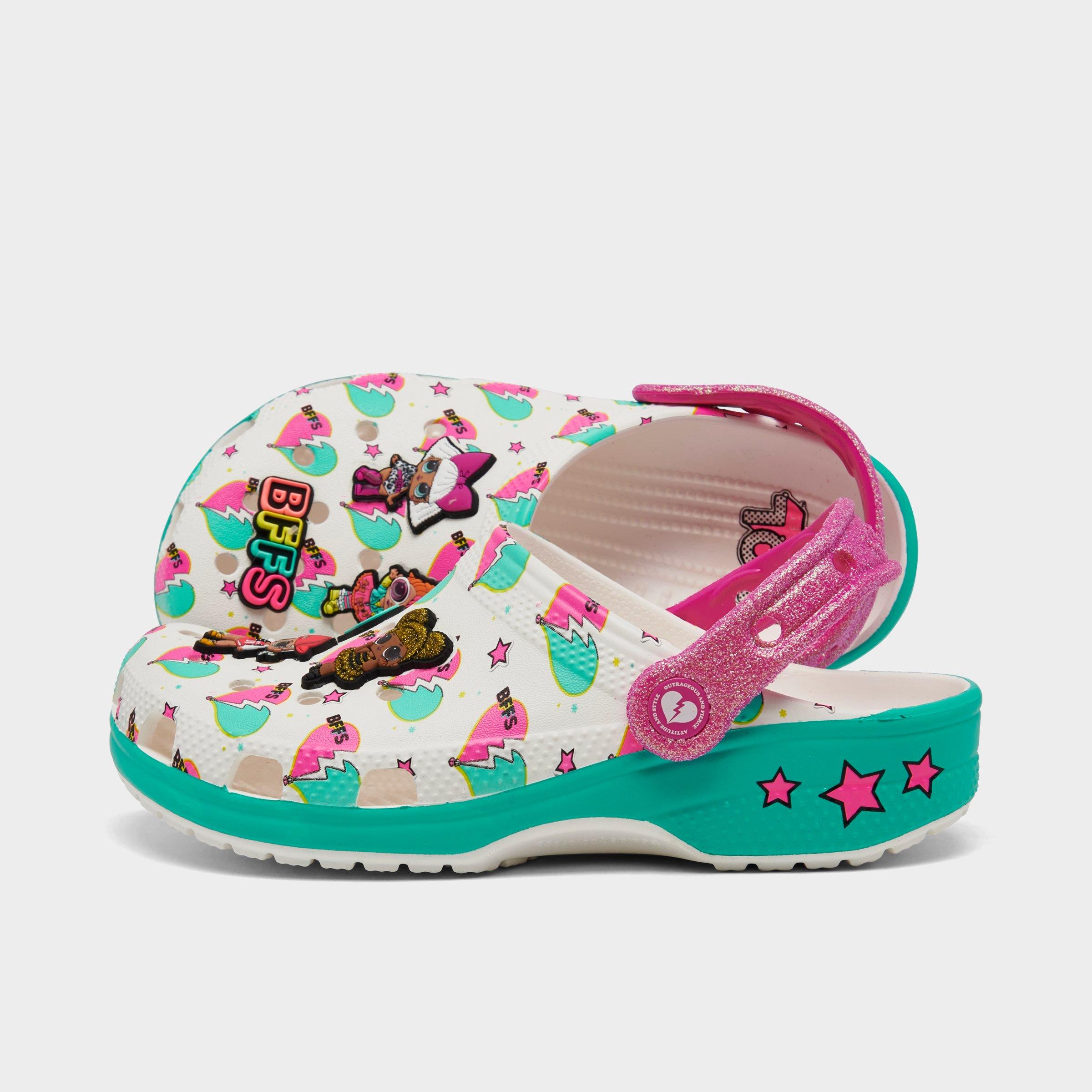 Shop Crocs Girls' Little Kids' X Lol Surprise! Classic Clog Shoes In White Lol Surprise Bff/teal/pink