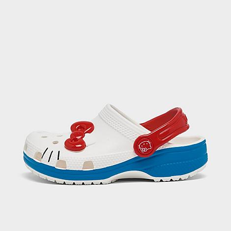 Crocs Babies'  Girls' Toddler X Hello Kitty Classic Clog Shoes In White/red/blue
