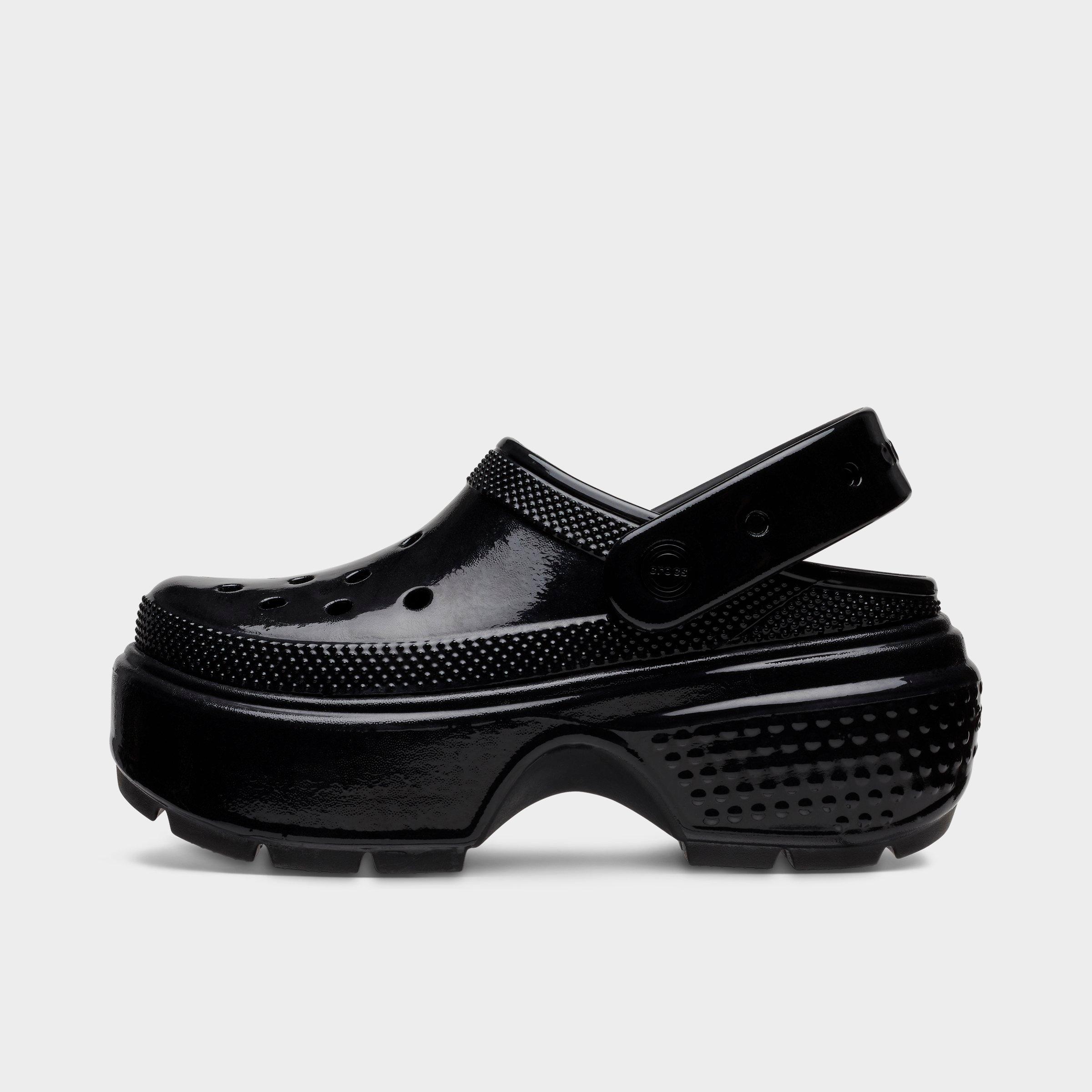 Crocs Men's Stomp High Shine Platform Clog Shoes in Black Size: 2.0