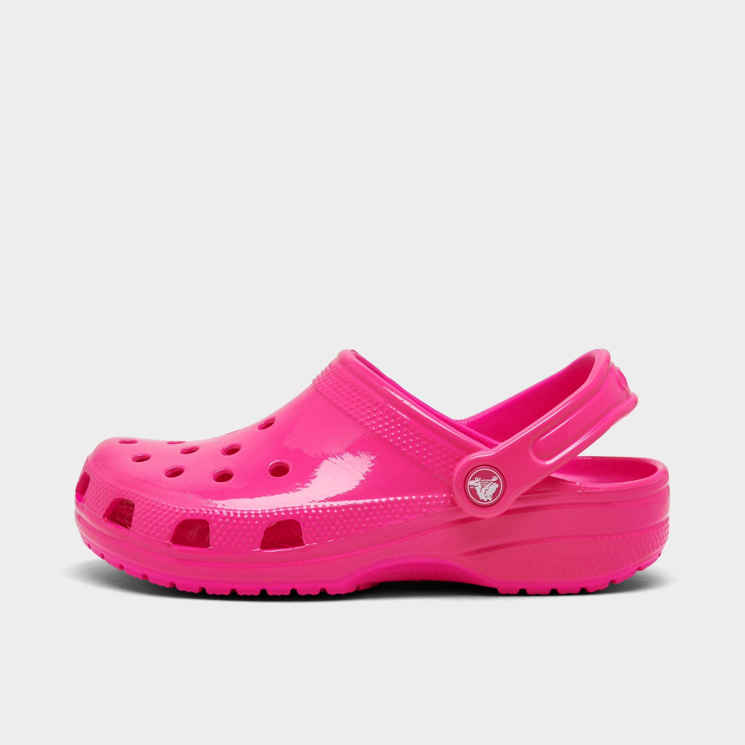 Shop Crocs Big Kids' Neon Highlighter Classic Clog Shoes In Pink Crush