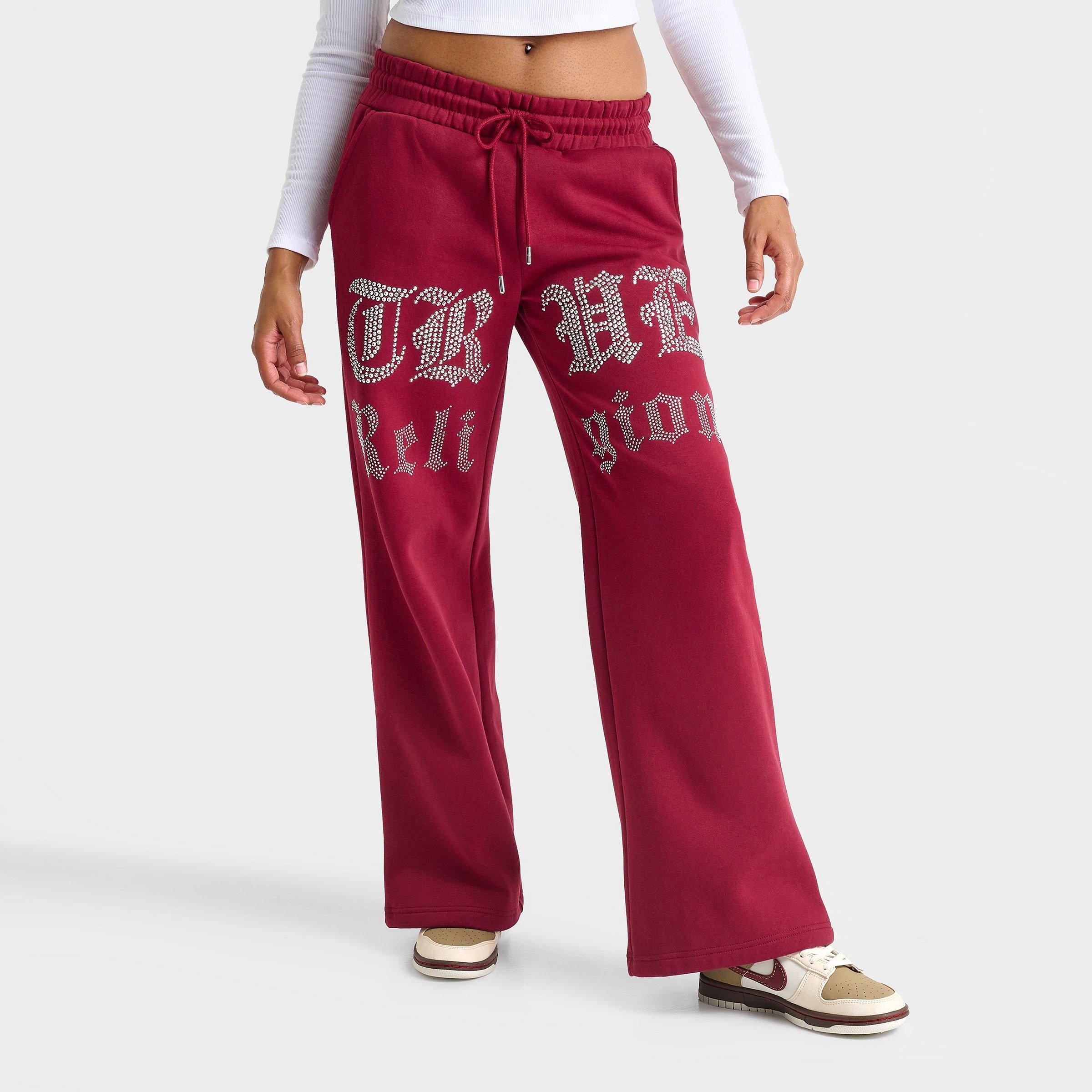 True Religion Women's Crystal Script Wide-Leg Jogger Pants in Rhubarb Size: XS