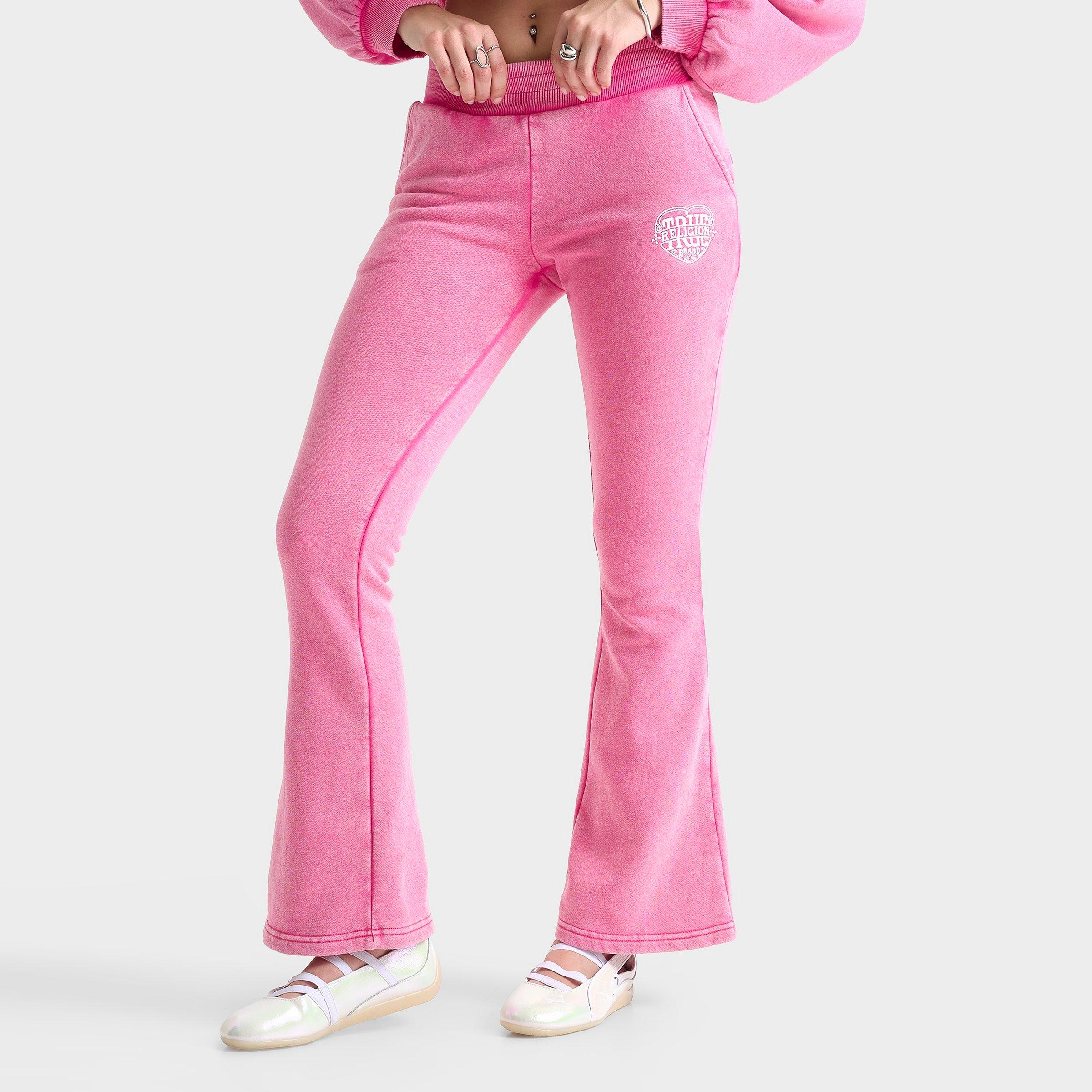 True Religion Women's Washed Heritage Bootcut Jogger Pants in Hot Pink Size: XS