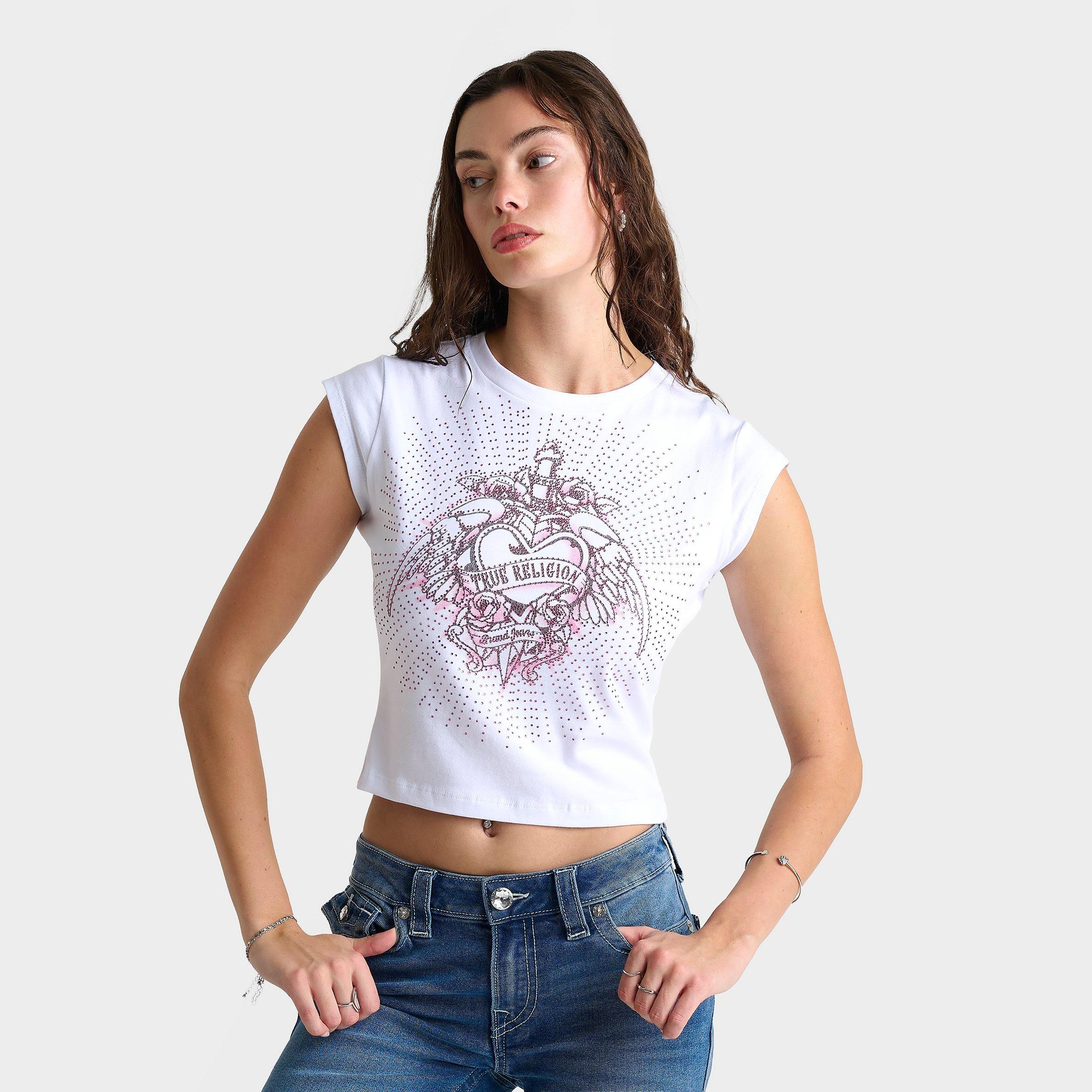 True Religion Women's Crystal Winged Heart Baby T-shirt In Multi