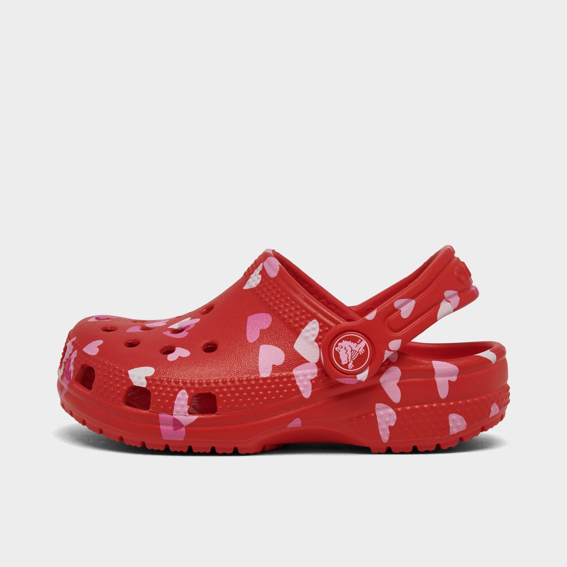 Crocs Girls' Toddler Valentine's Day Classic Clog Shoes in Red/Cherry Red Size 4.0