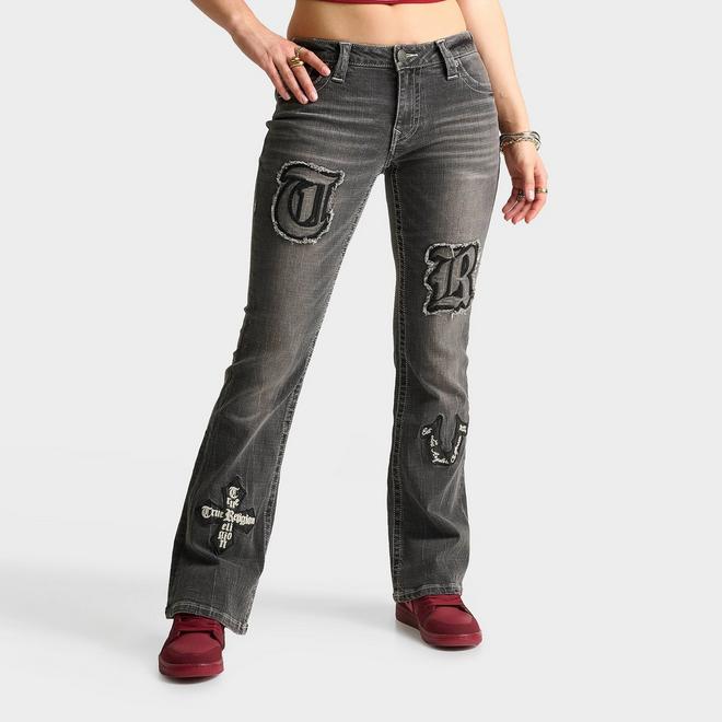 Women's True Religion Becca Appliqué Mid-Rise Bootcut Jeans