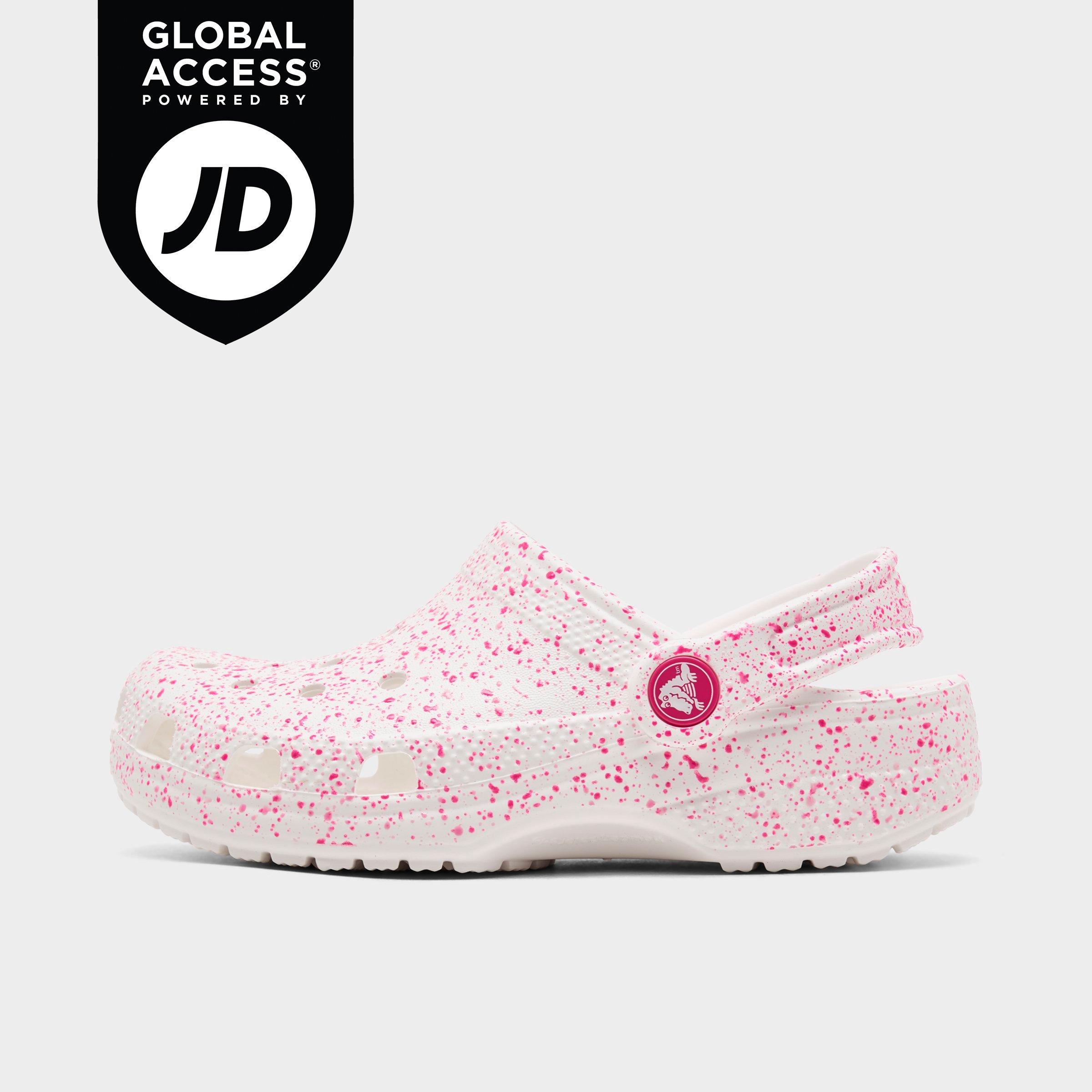 Crocs Girls' Little Kids Paint Splatter Classic Clog Shoes in White/Pink Size: 1.0