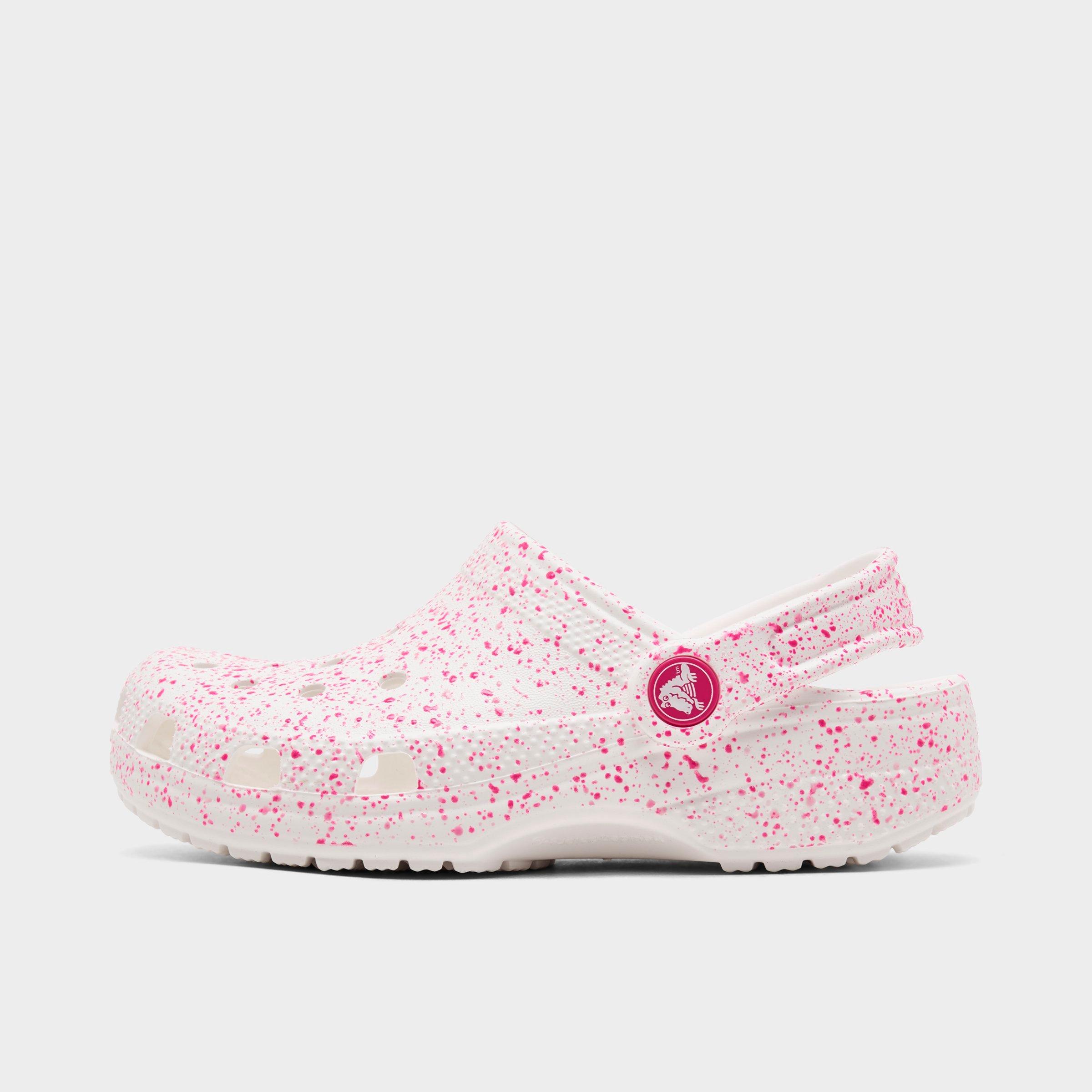 Crocs Girls' Little Kids' Paint Splatter Classic Clog Shoes in Pink/White Size 12.0