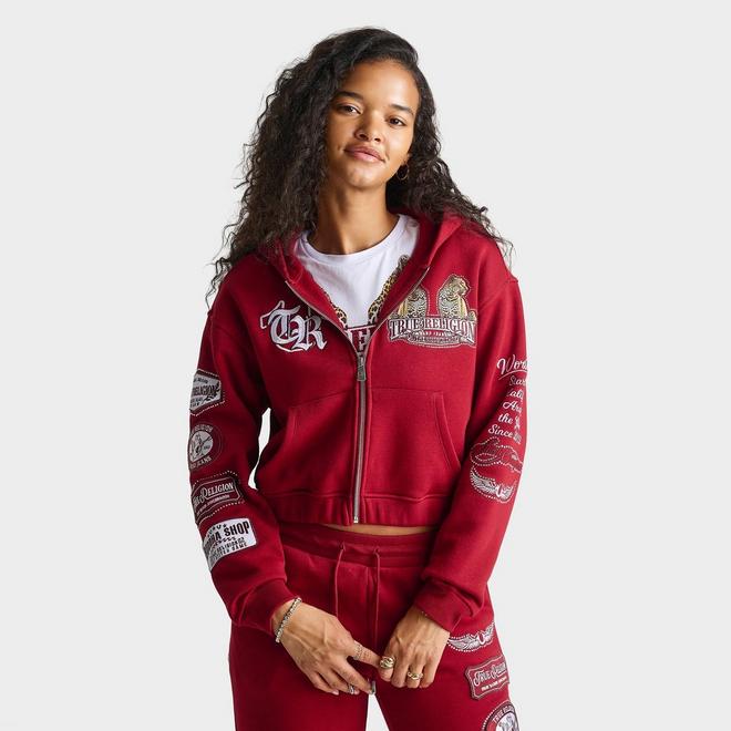 Women's True Religion Crystal Leopard Varsity Full-Zip Hoodie