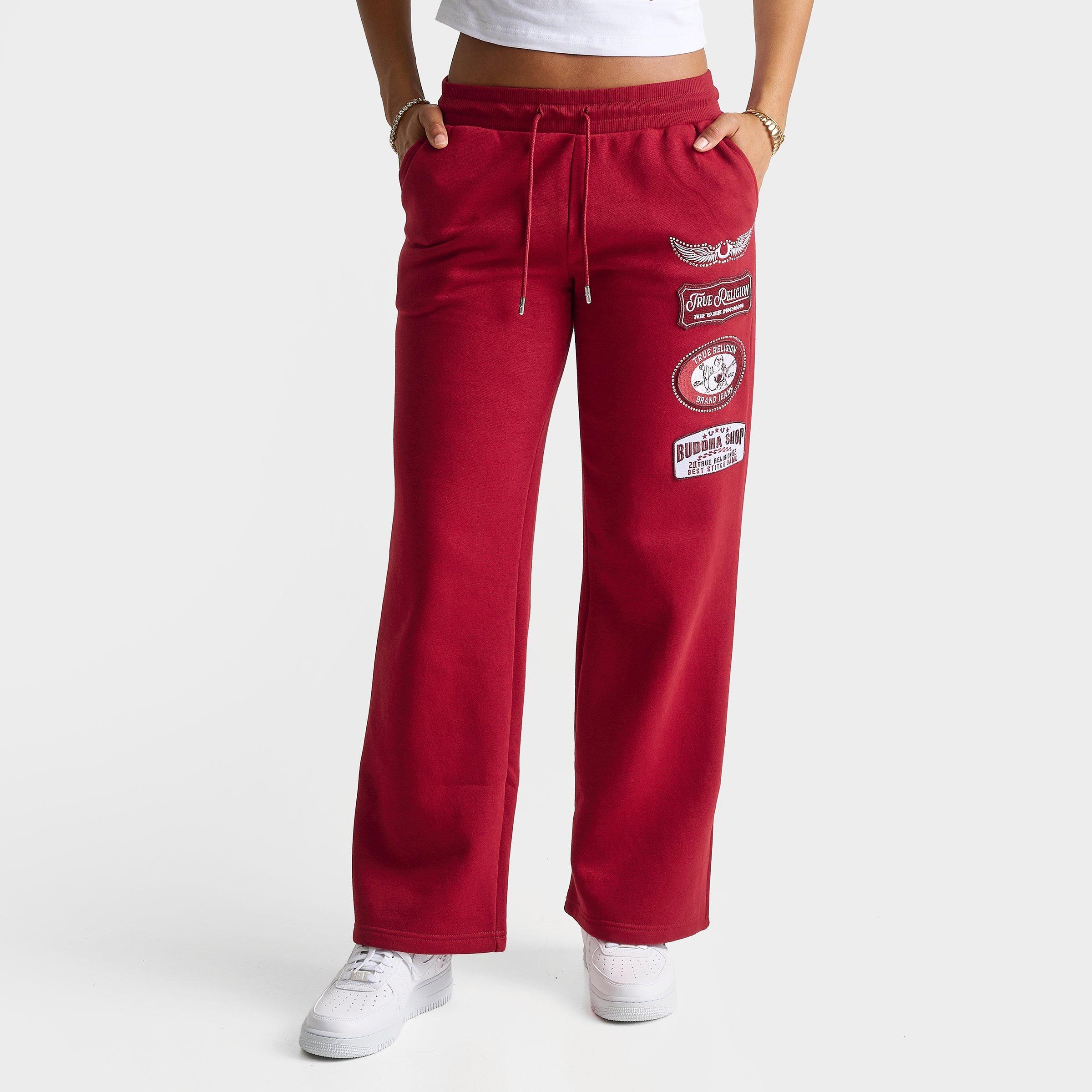 True Religion Women's Crystal Patch Mid-Rise Straight Leg Sweatpants