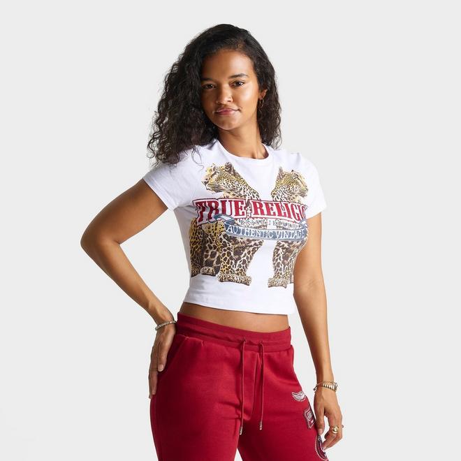 Women's True Religion Crystal Leopard Baby T-Shirt