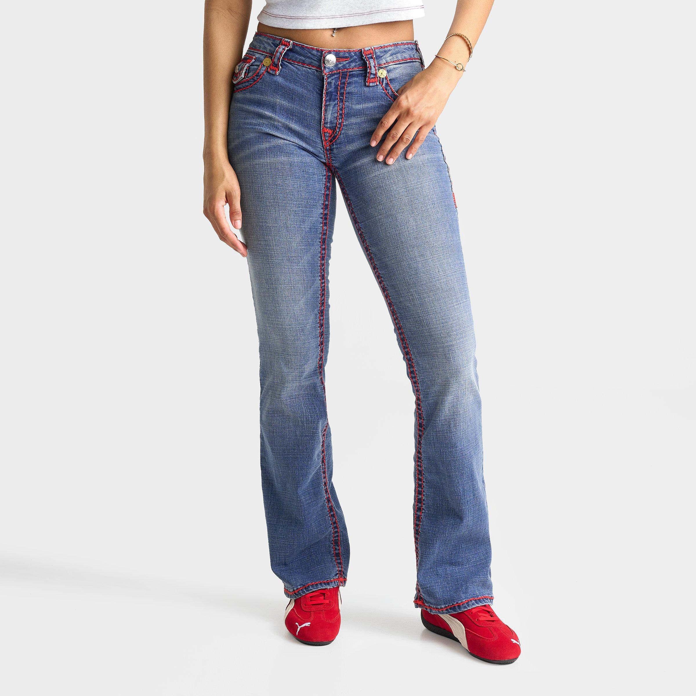 True Religion Women's Becca Super T Flap Mid-Rise Bootcut Jeans in Laguna Tide Size: 31