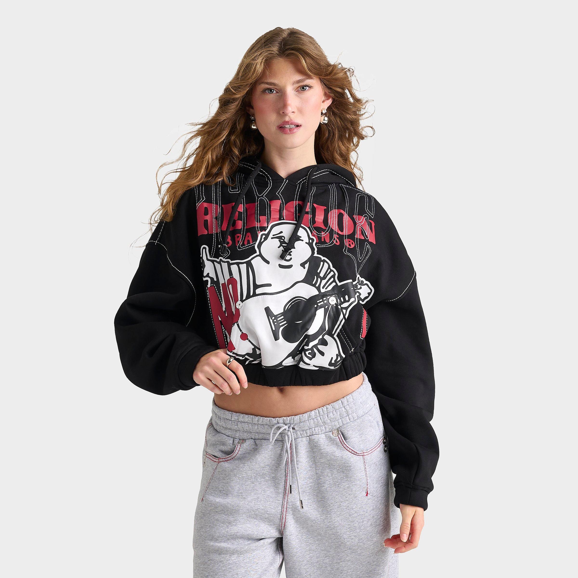 True Religion Women's Stitch Buddha Big T Girlfriend Pullover Hoodie