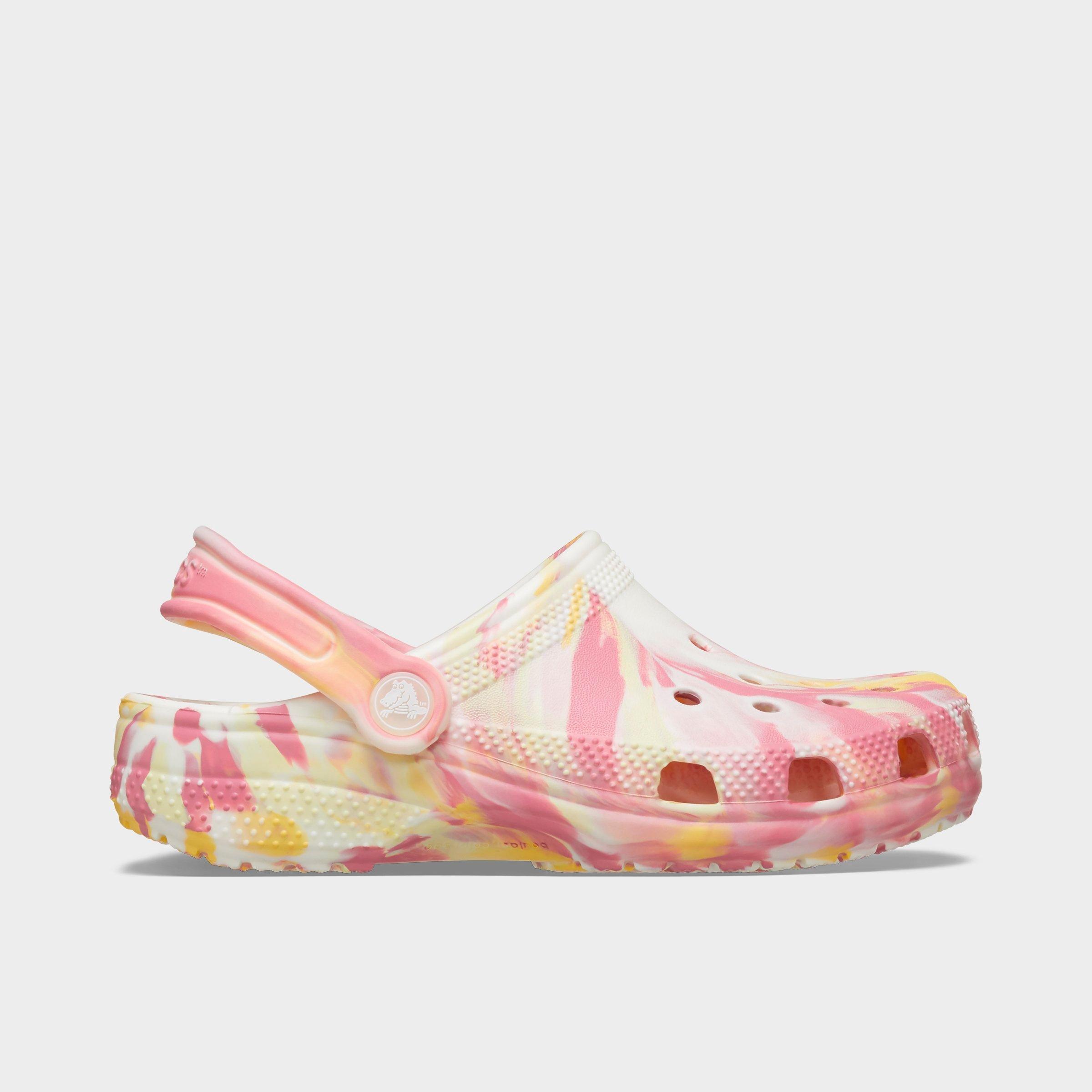 Crocs Big Kids Glow-In-The-Dark Marbled Classic Clog Shoes in Pink Crush/Multi Size: 5.0