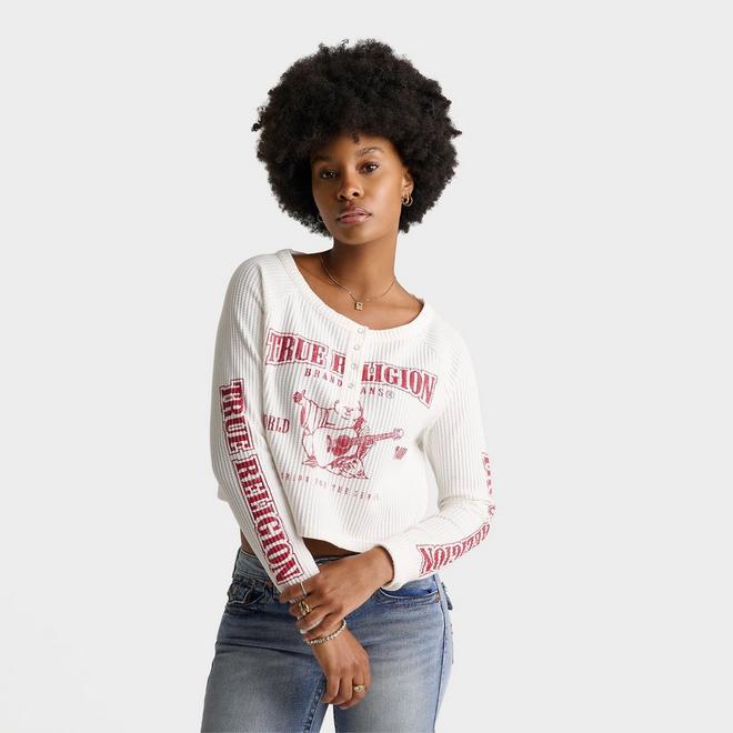 Women's True Religion Waffle Knit Henley Top