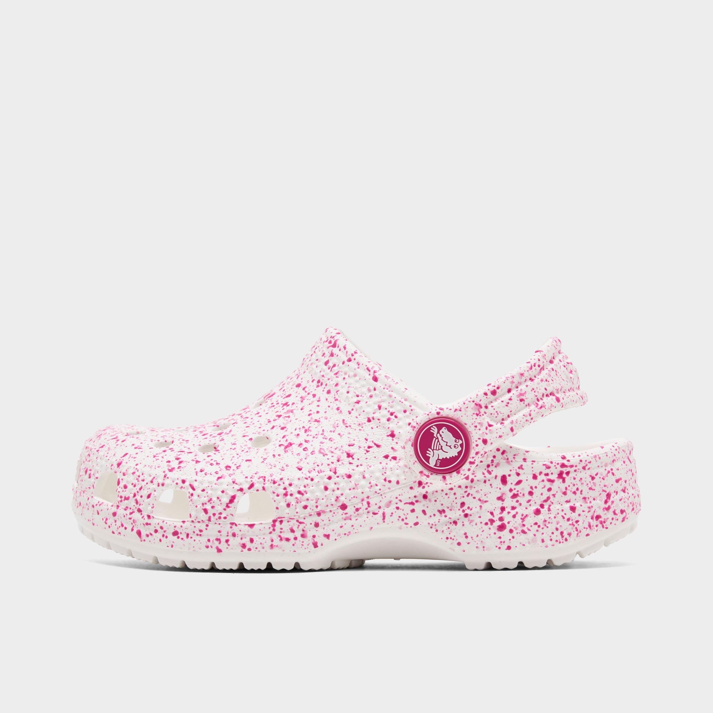 Crocs Girls' Toddler Paint Splatter Classic Clog Shoes in Pink/White Size 8.0