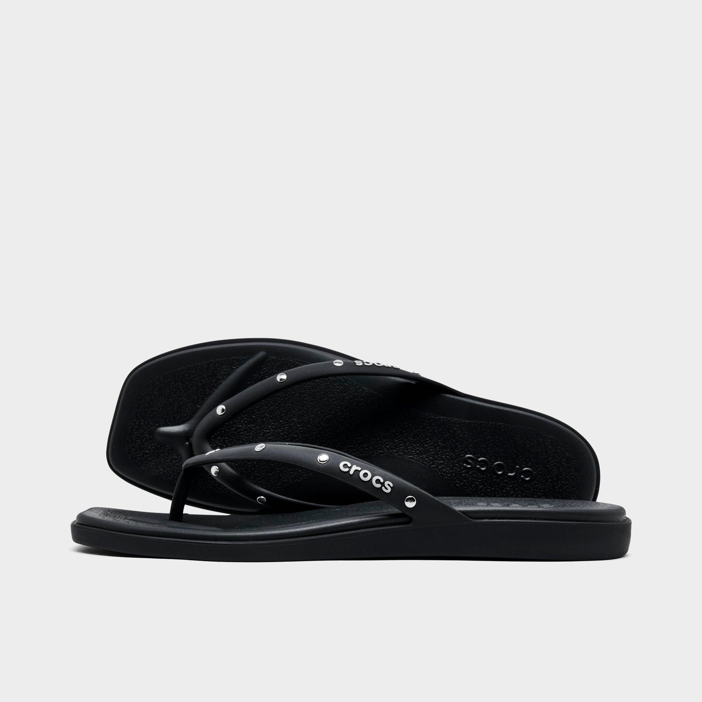 Crocs Women's Miami Studded Flip Sandals in Black Size: 5.0