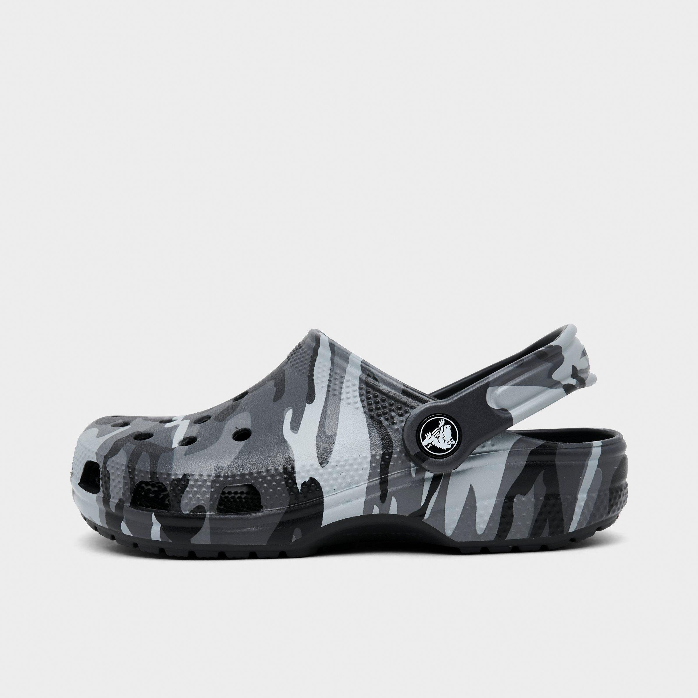 Crocs Little Kids Camo Classic Clog Shoes in Black/Slate Grey Size: 12.0