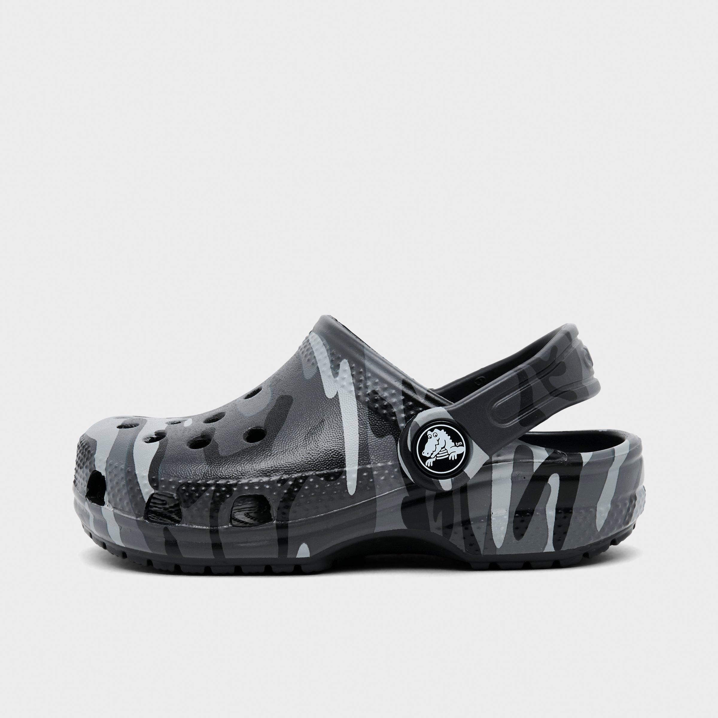 Crocs Kids Toddler Classic Camo Clog Shoes in Black/Slate Grey Size: 7.0