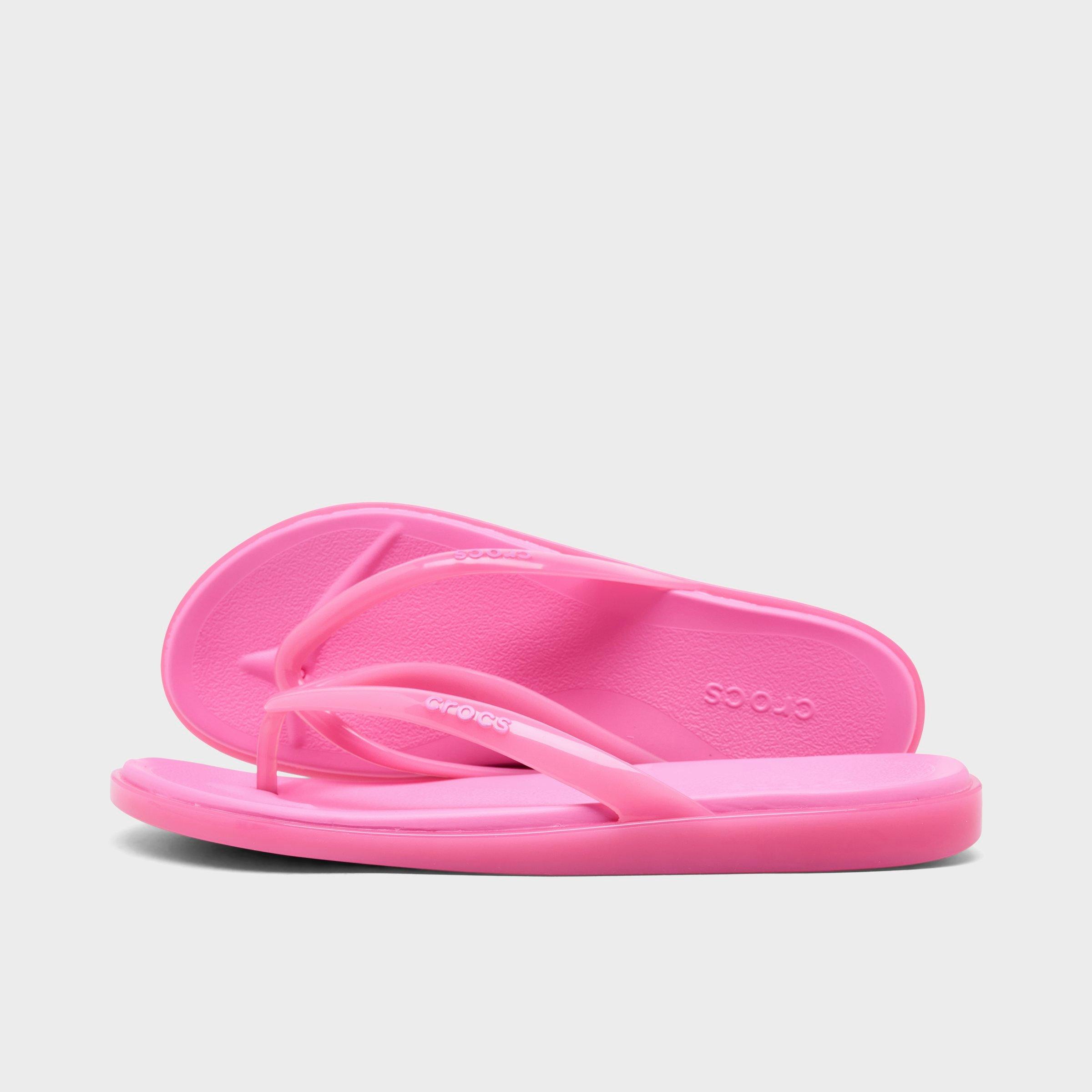 Crocs Women's Miami Round Toe Jelly Flip Flop Sandals in Pink Lemonade Jelly Size: 7.0